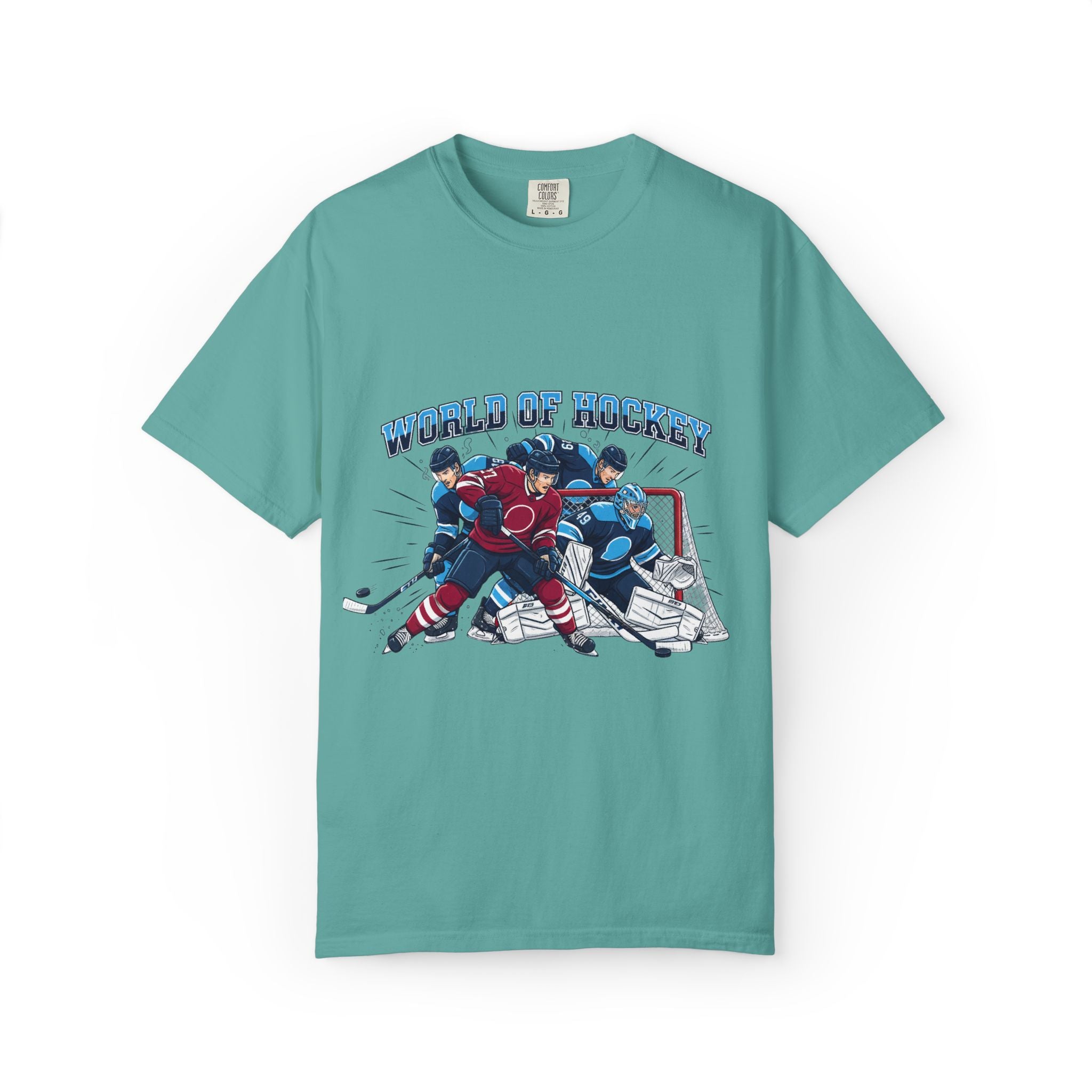 Hockey Action T-Shirt — "World of Hockey" Vintage Team Graphic Tee