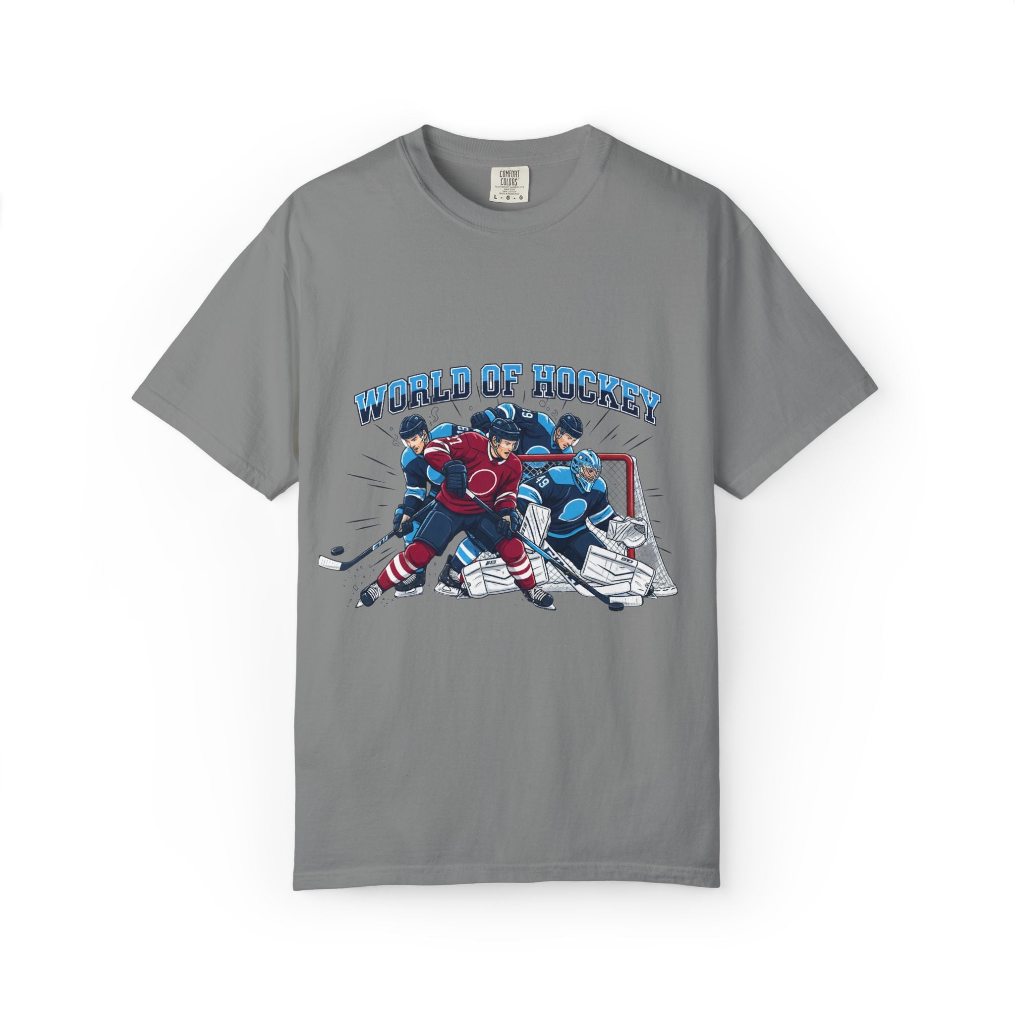 Hockey Action T-Shirt — "World of Hockey" Vintage Team Graphic Tee