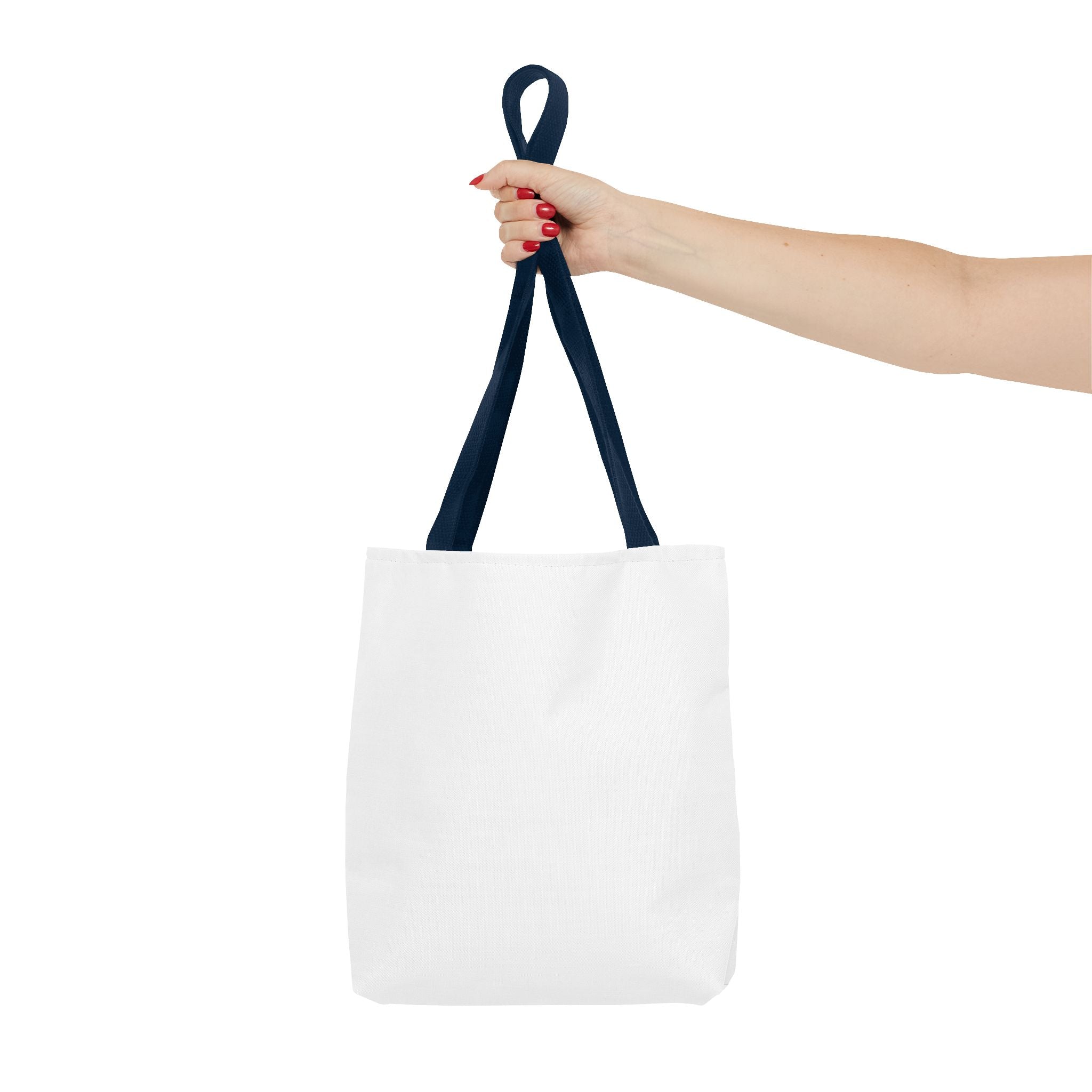 All-Over Print Tote Bag — Customizable White Canvas Tote with Long Black Straps