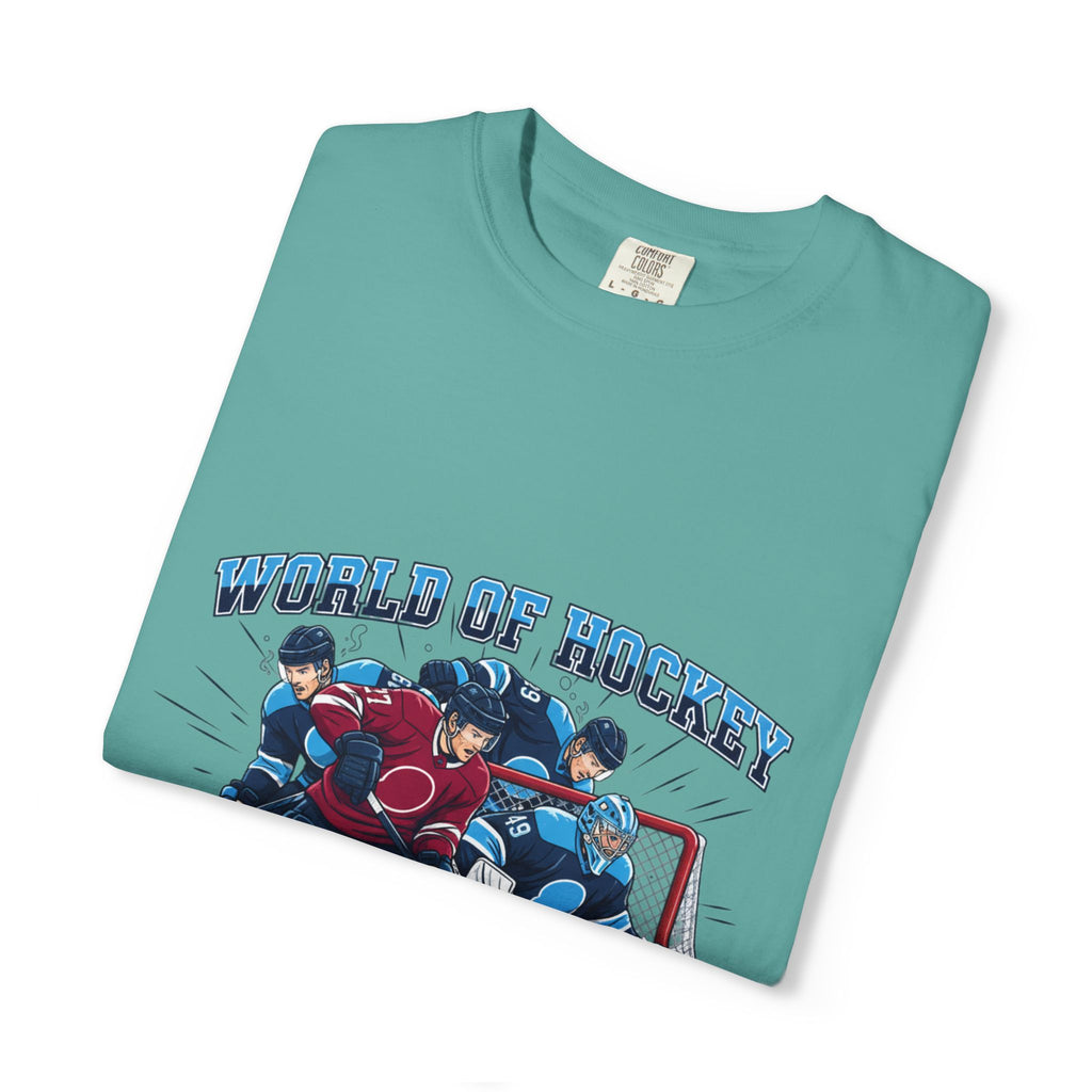 Hockey Action T-Shirt — "World of Hockey" Vintage Team Graphic Tee
