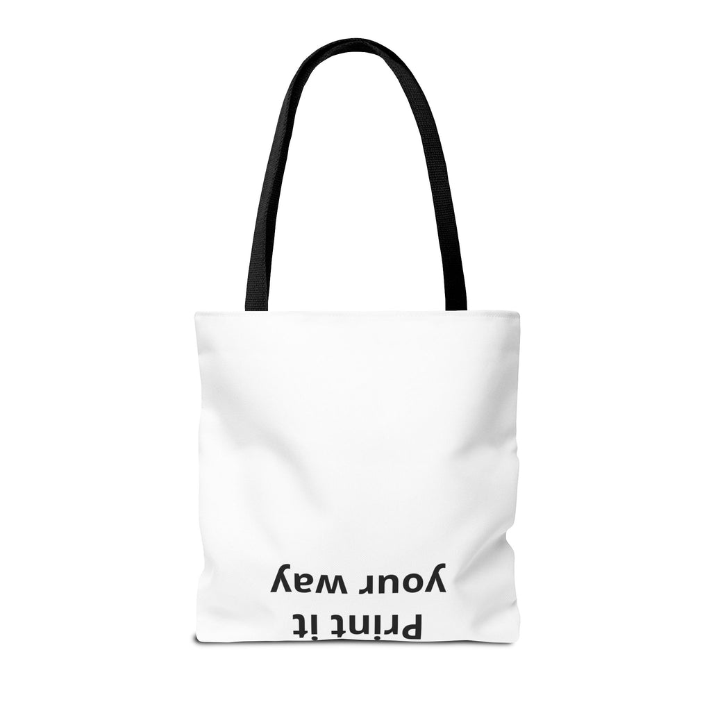 All-Over Print Tote Bag — Customizable White Canvas Tote with Long Black Straps