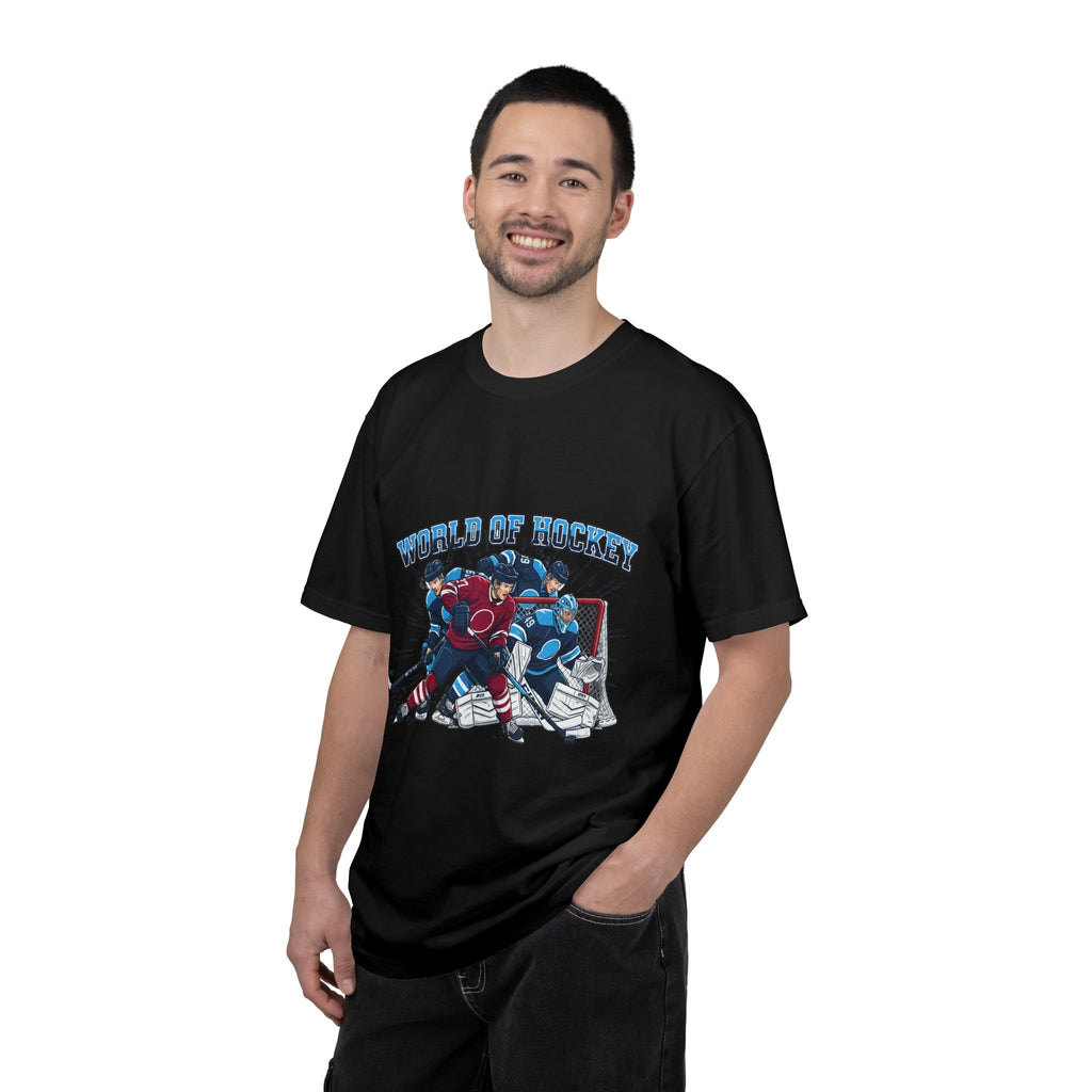 Hockey Action T-Shirt — "World of Hockey" Vintage Team Graphic Tee