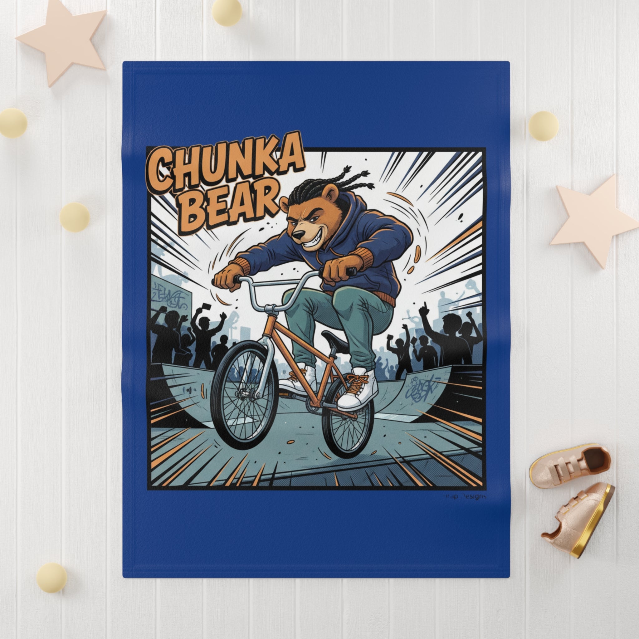 Chunka Bear BMX Baby Blanket – Soft Fleece Infant Throw l Yurap Designs