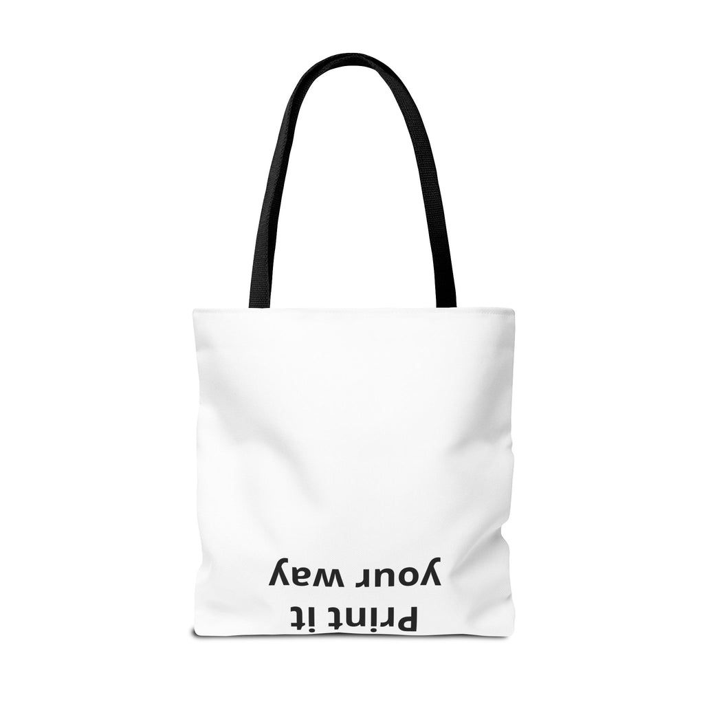 All-Over Print Tote Bag — Customizable White Canvas Tote with Long Black Straps