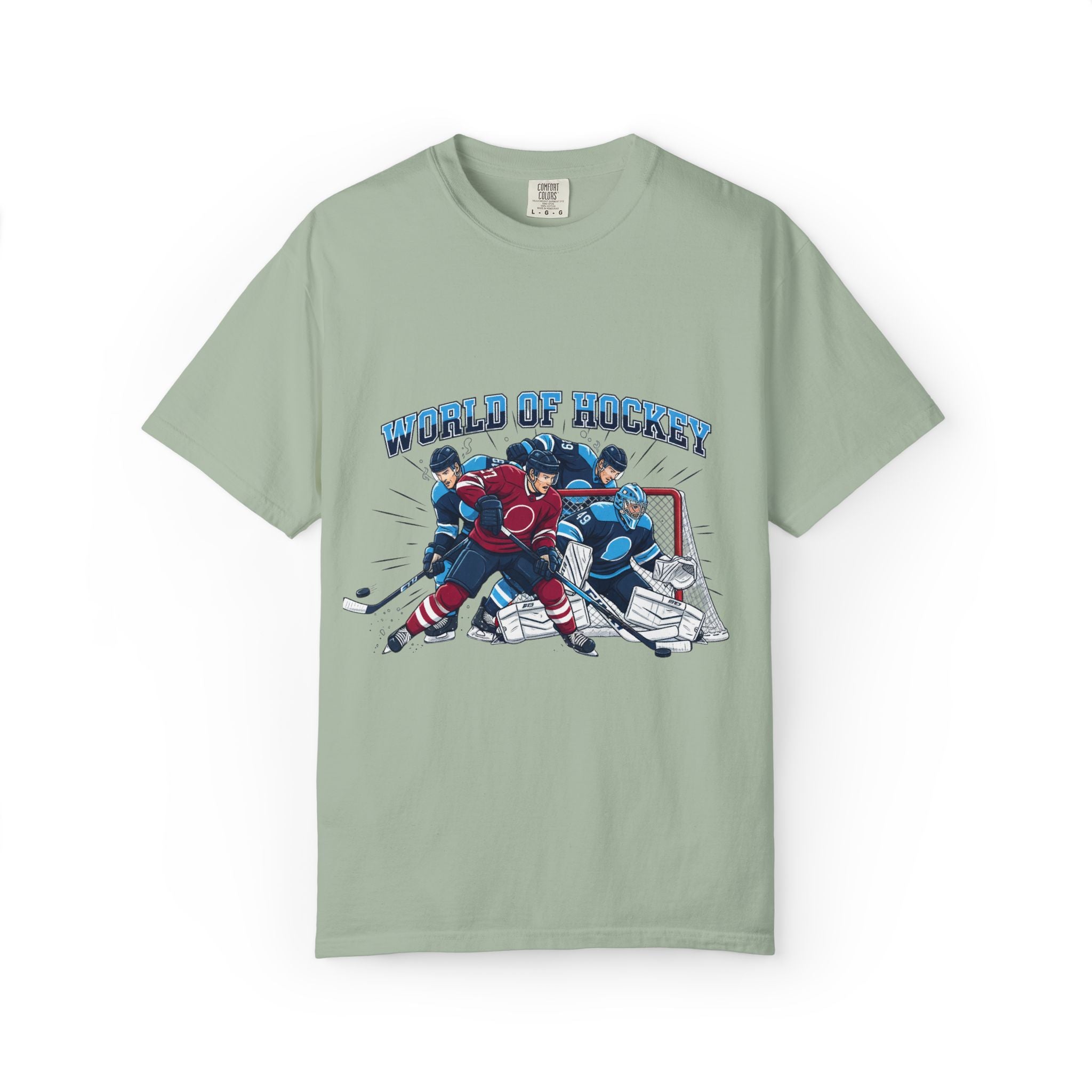 Hockey Action T-Shirt — "World of Hockey" Vintage Team Graphic Tee