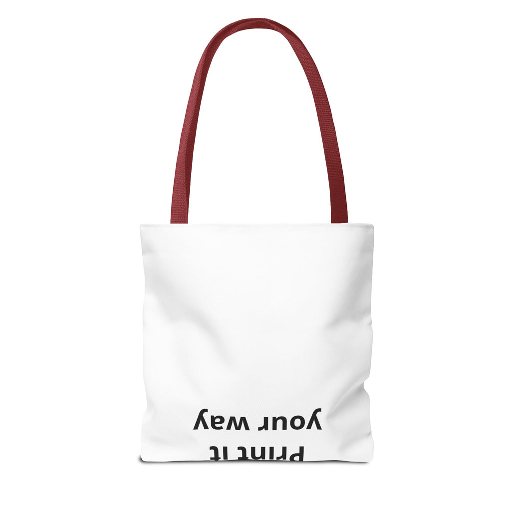 All-Over Print Tote Bag — Customizable White Canvas Tote with Long Black Straps