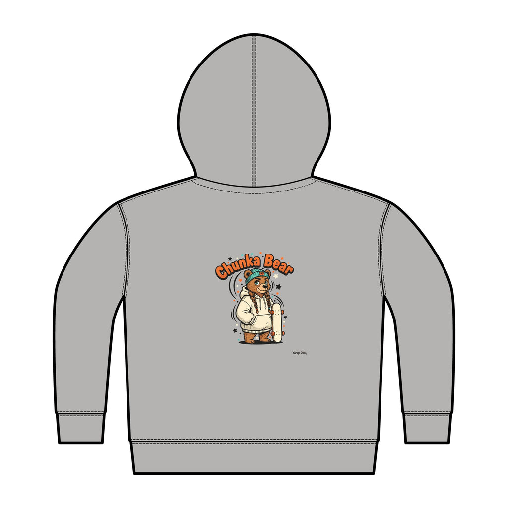 Toddler Hoodie — 'Chunk-a Bear' Cute Cartoon Zip-Up Fleece l Yurap Designs