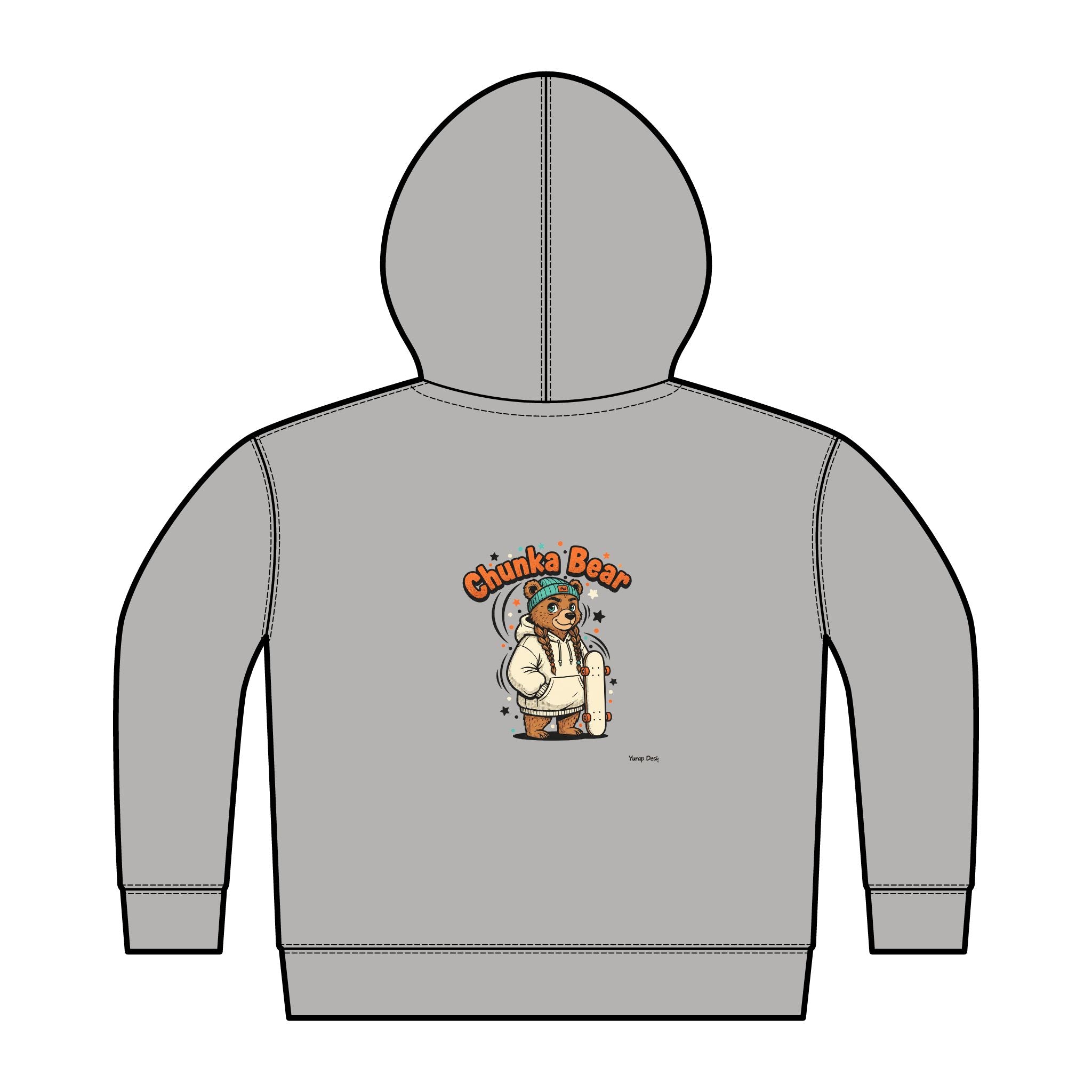Toddler Hoodie — 'Chunk-a Bear' Cute Cartoon Zip-Up Fleece l Yurap Designs