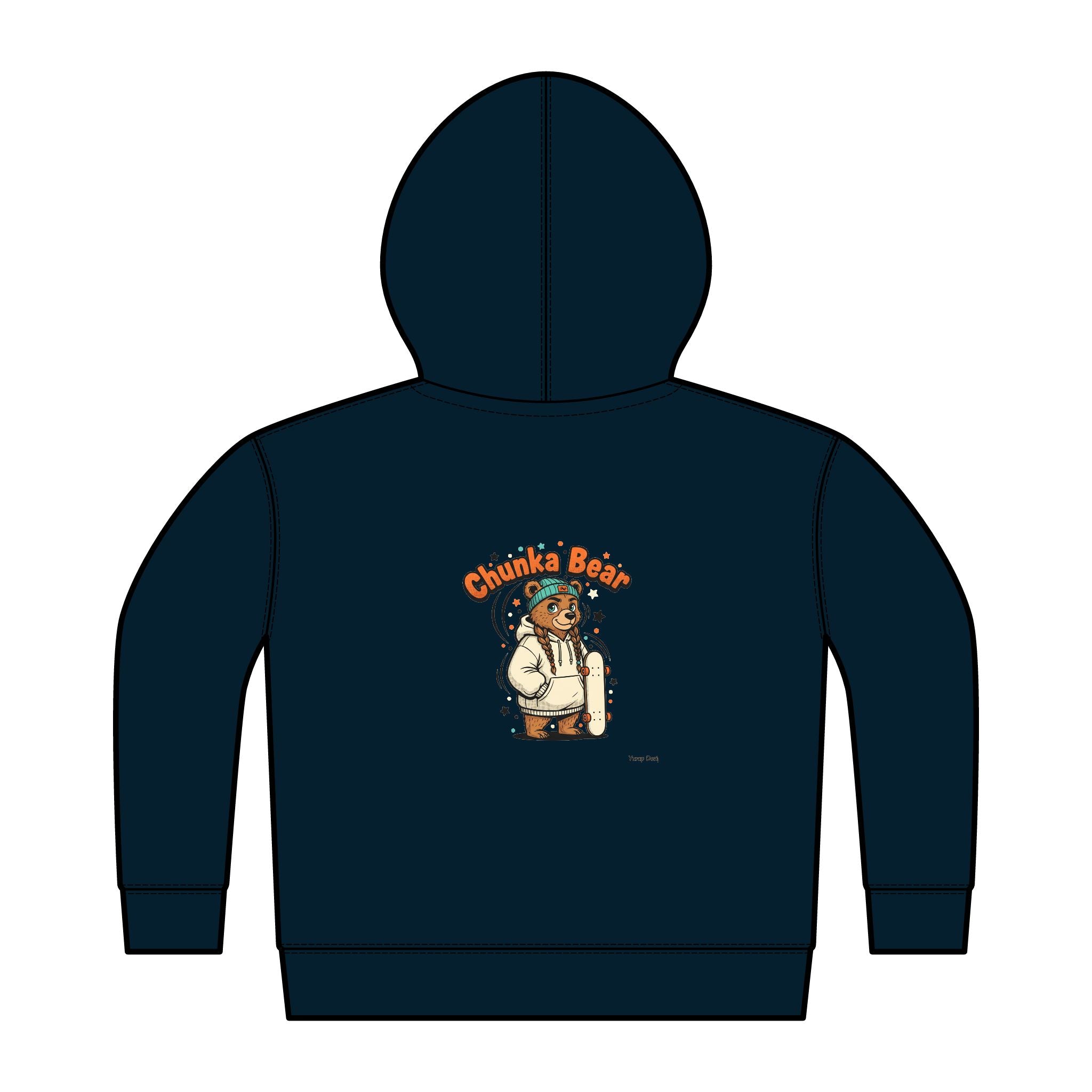 Toddler Hoodie — 'Chunk-a Bear' Cute Cartoon Zip-Up Fleece l Yurap Designs