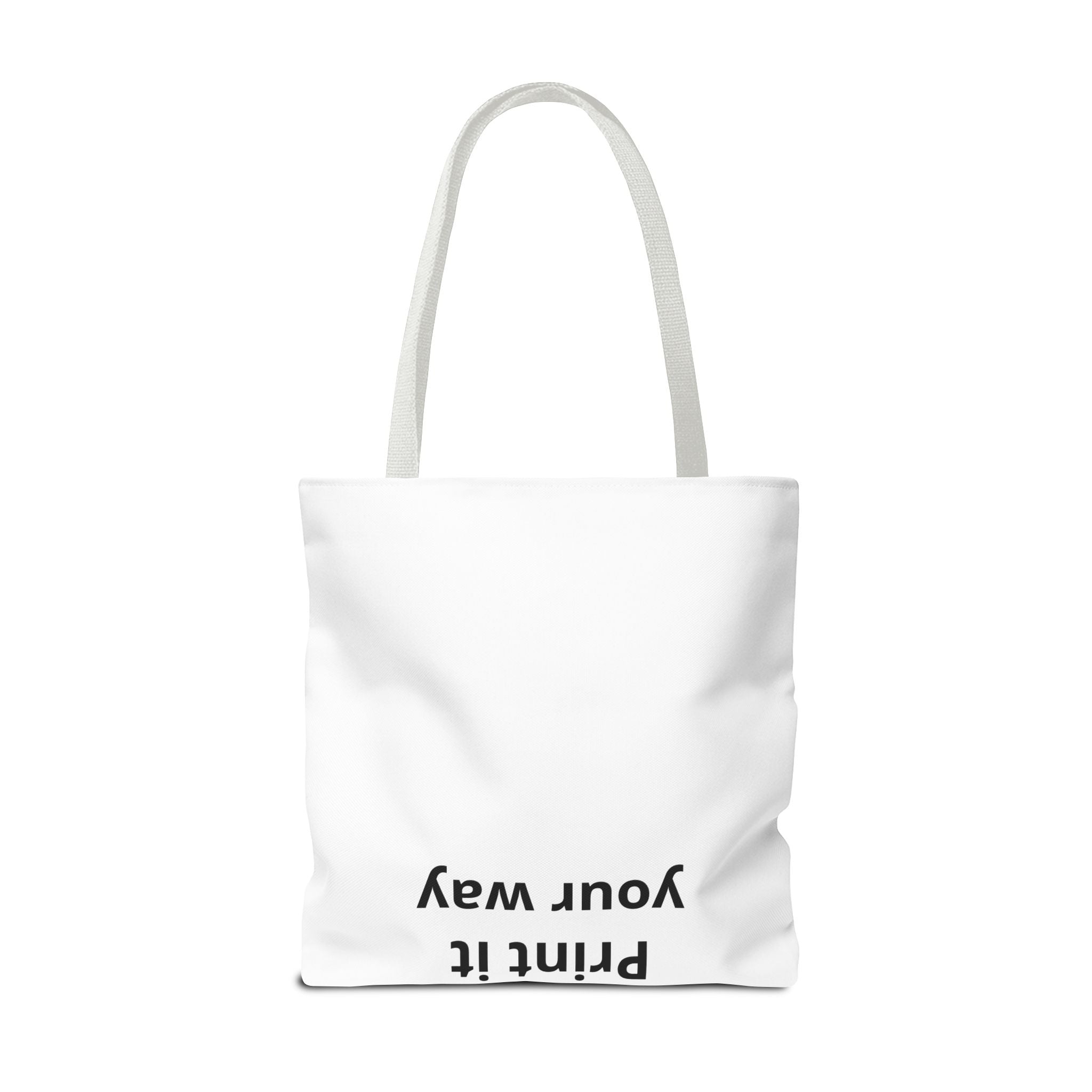 All-Over Print Tote Bag — Customizable White Canvas Tote with Long Black Straps