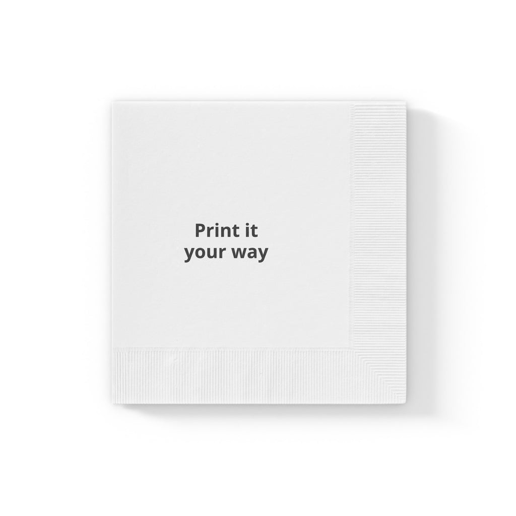 Custom White Coined Napkins — Personalized Printed Party Napkin