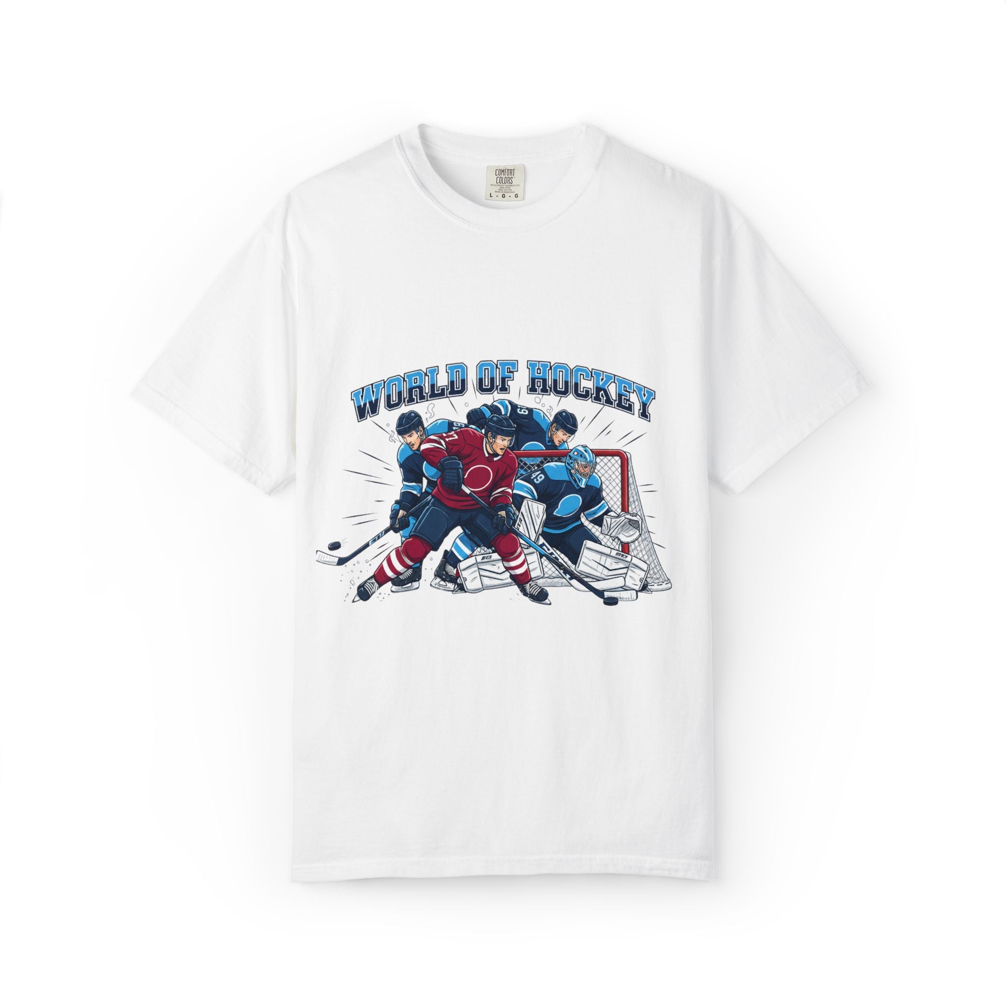 Hockey Action T-Shirt — "World of Hockey" Vintage Team Graphic Tee