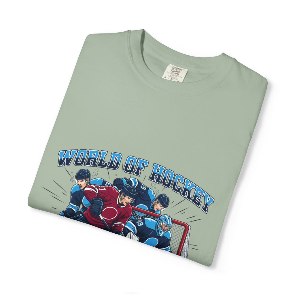 Hockey Action T-Shirt — "World of Hockey" Vintage Team Graphic Tee