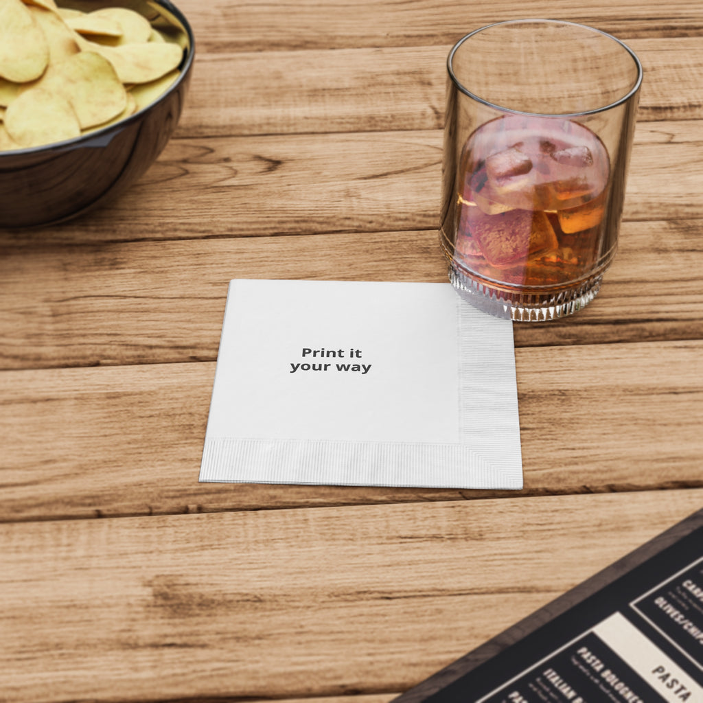 Custom White Coined Napkins — Personalized Printed Party Napkin
