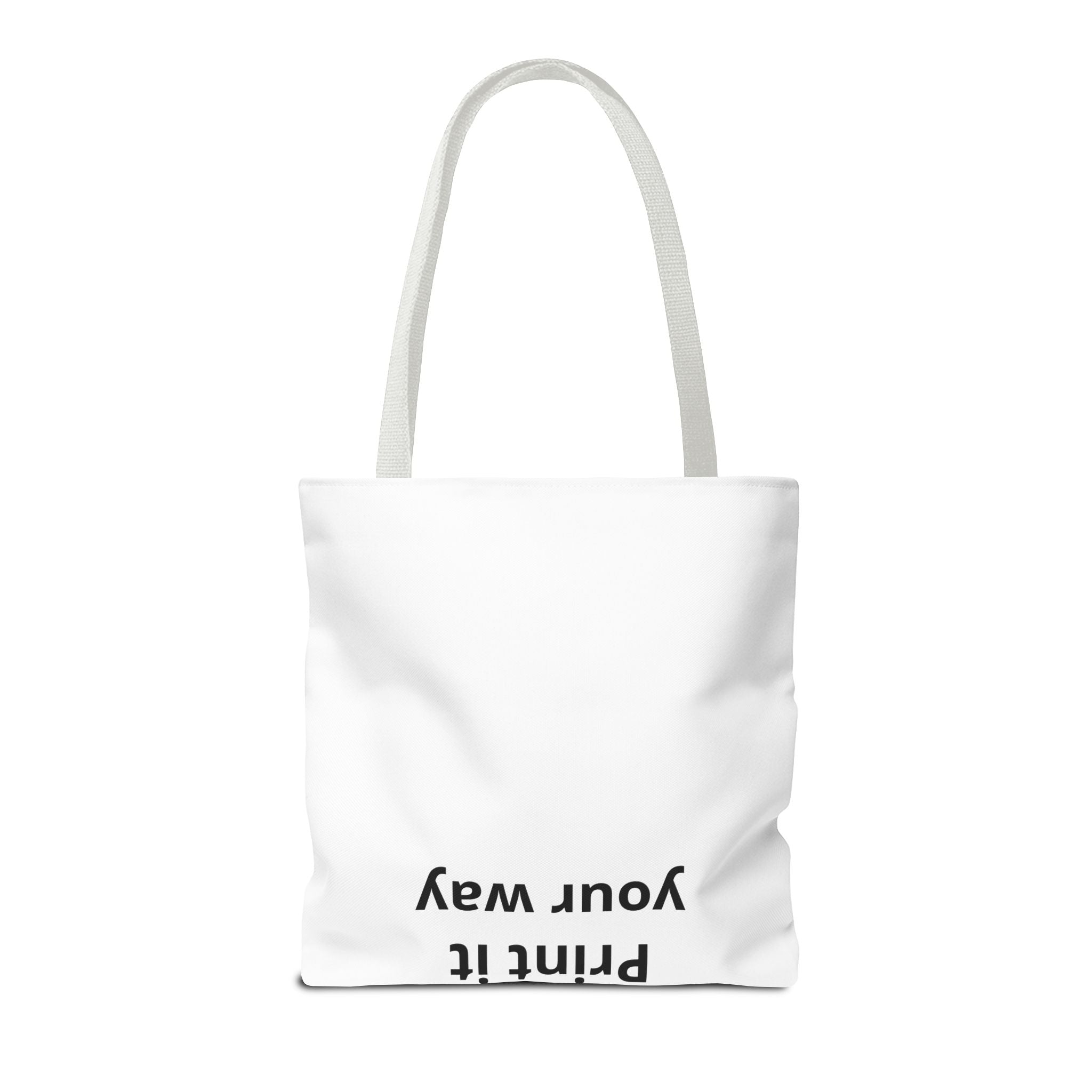 All-Over Print Tote Bag — Customizable White Canvas Tote with Long Black Straps
