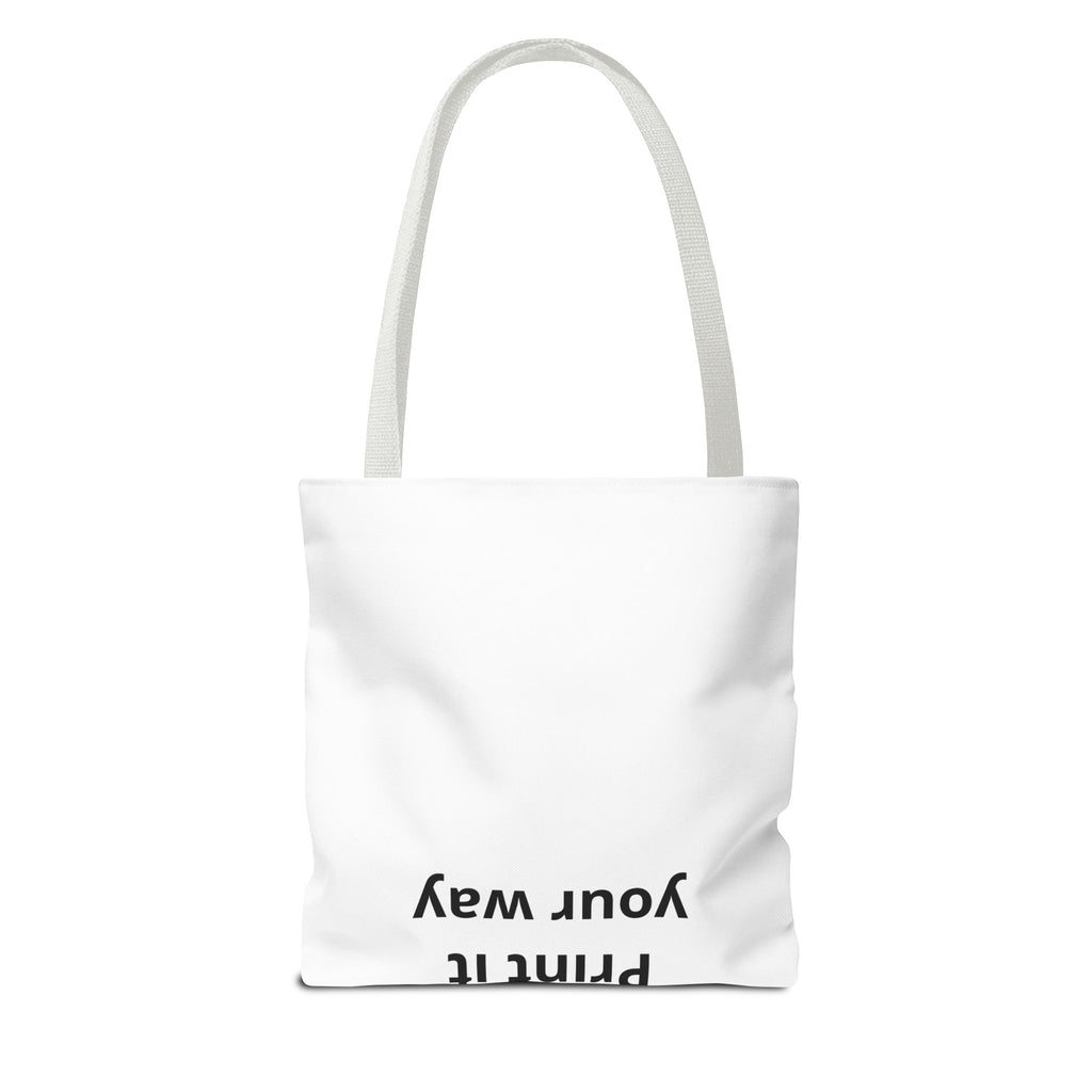 All-Over Print Tote Bag — Customizable White Canvas Tote with Long Black Straps