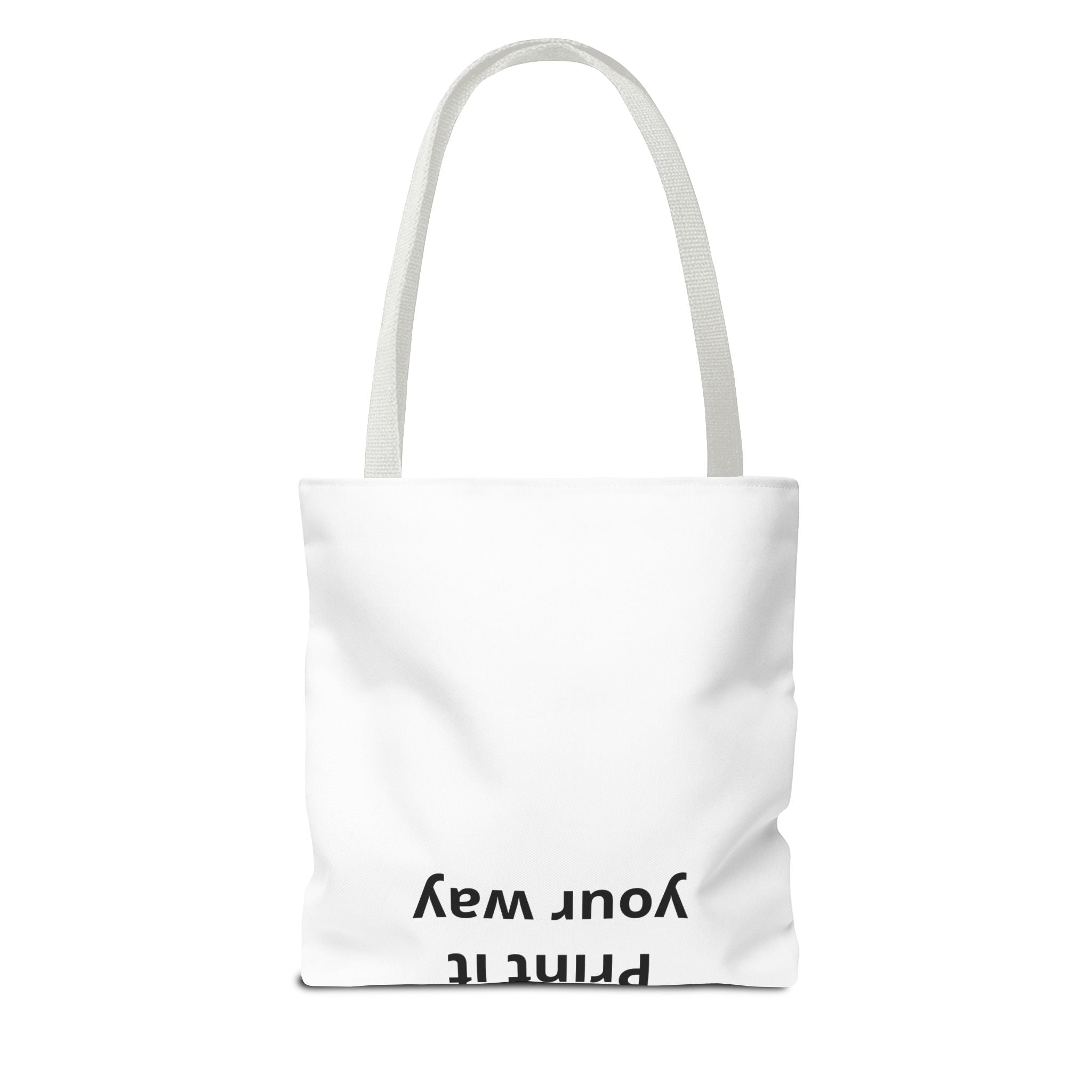 All-Over Print Tote Bag — Customizable White Canvas Tote with Long Black Straps