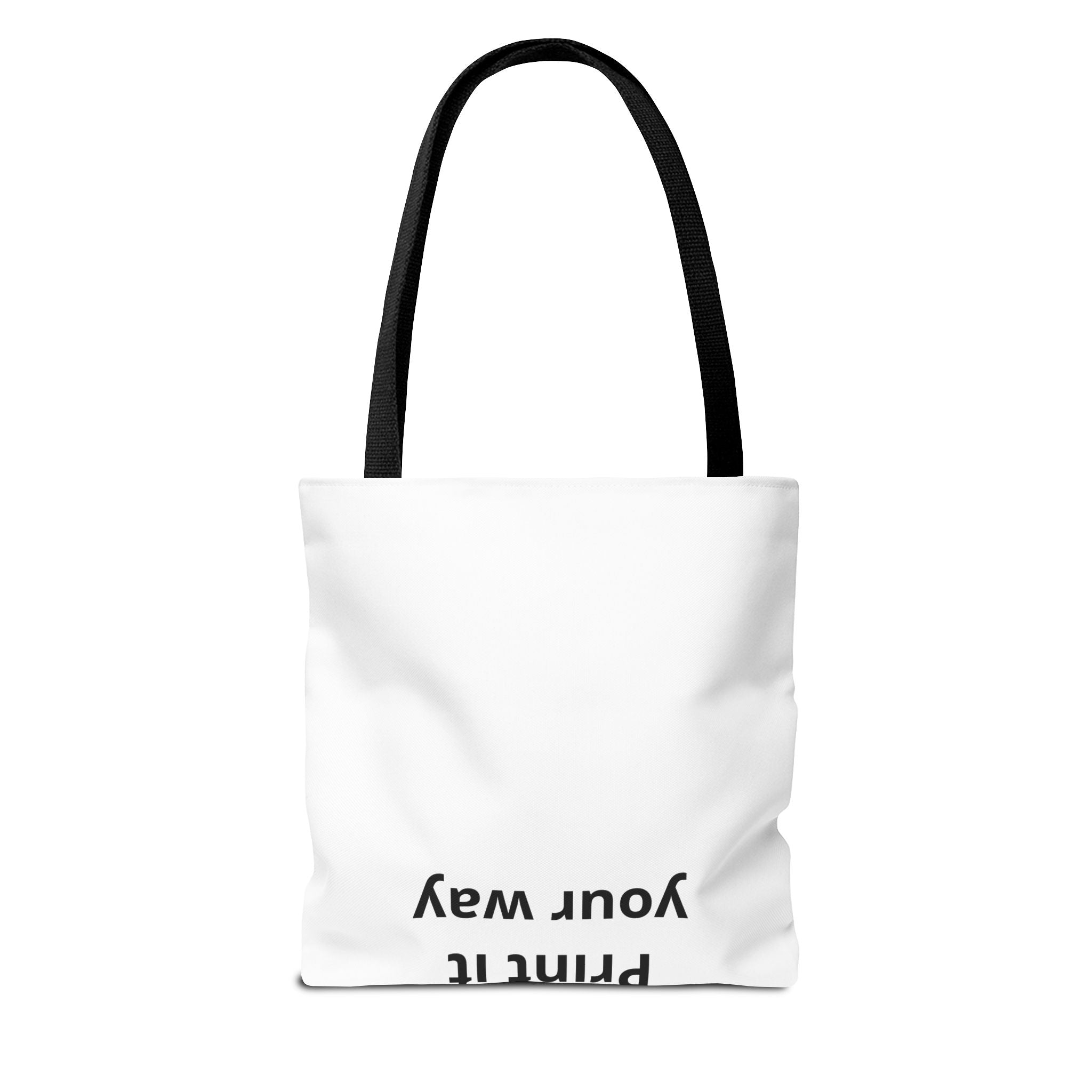 All-Over Print Tote Bag — Customizable White Canvas Tote with Long Black Straps
