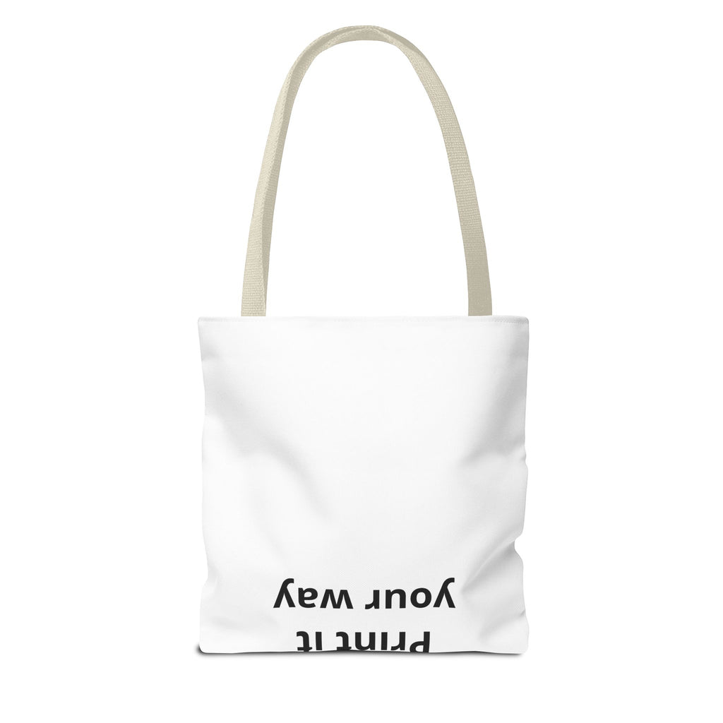 All-Over Print Tote Bag — Customizable White Canvas Tote with Long Black Straps