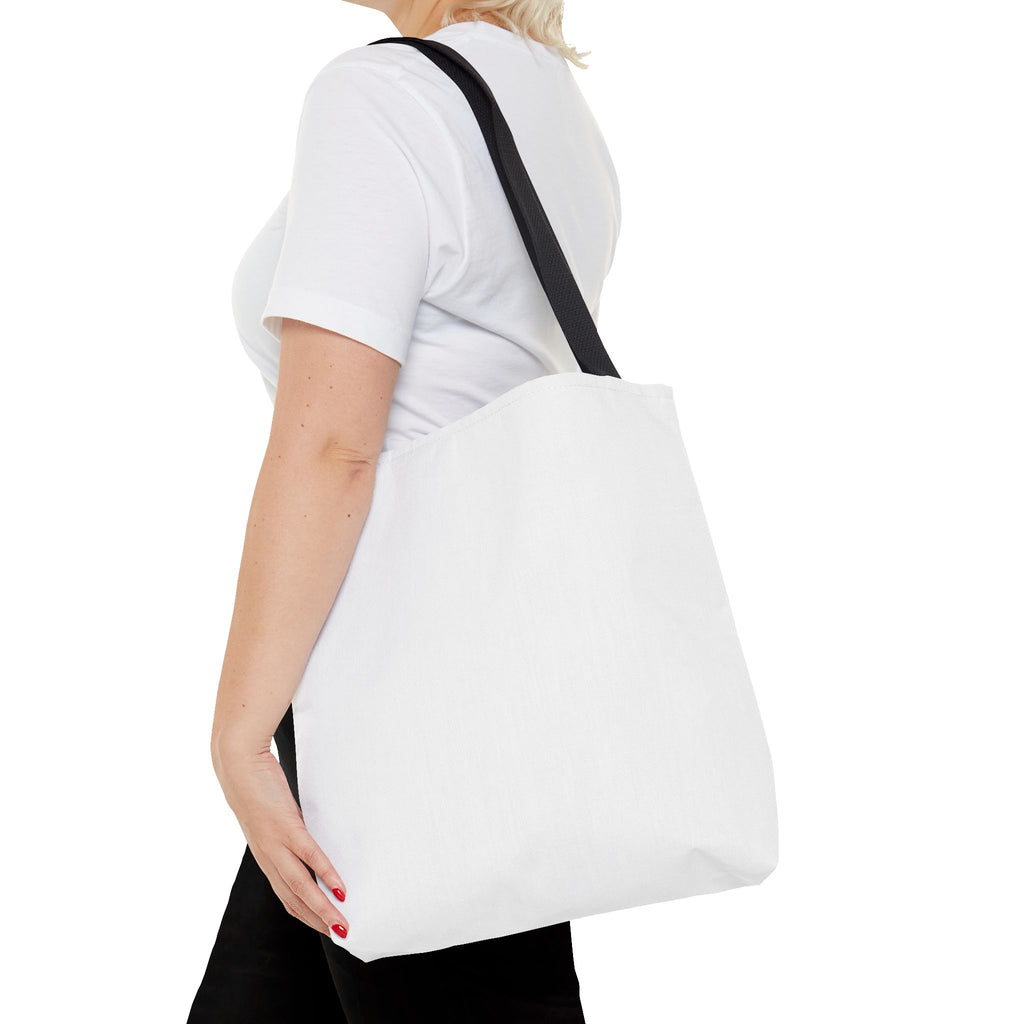 All-Over Print Tote Bag — Customizable White Canvas Tote with Long Black Straps