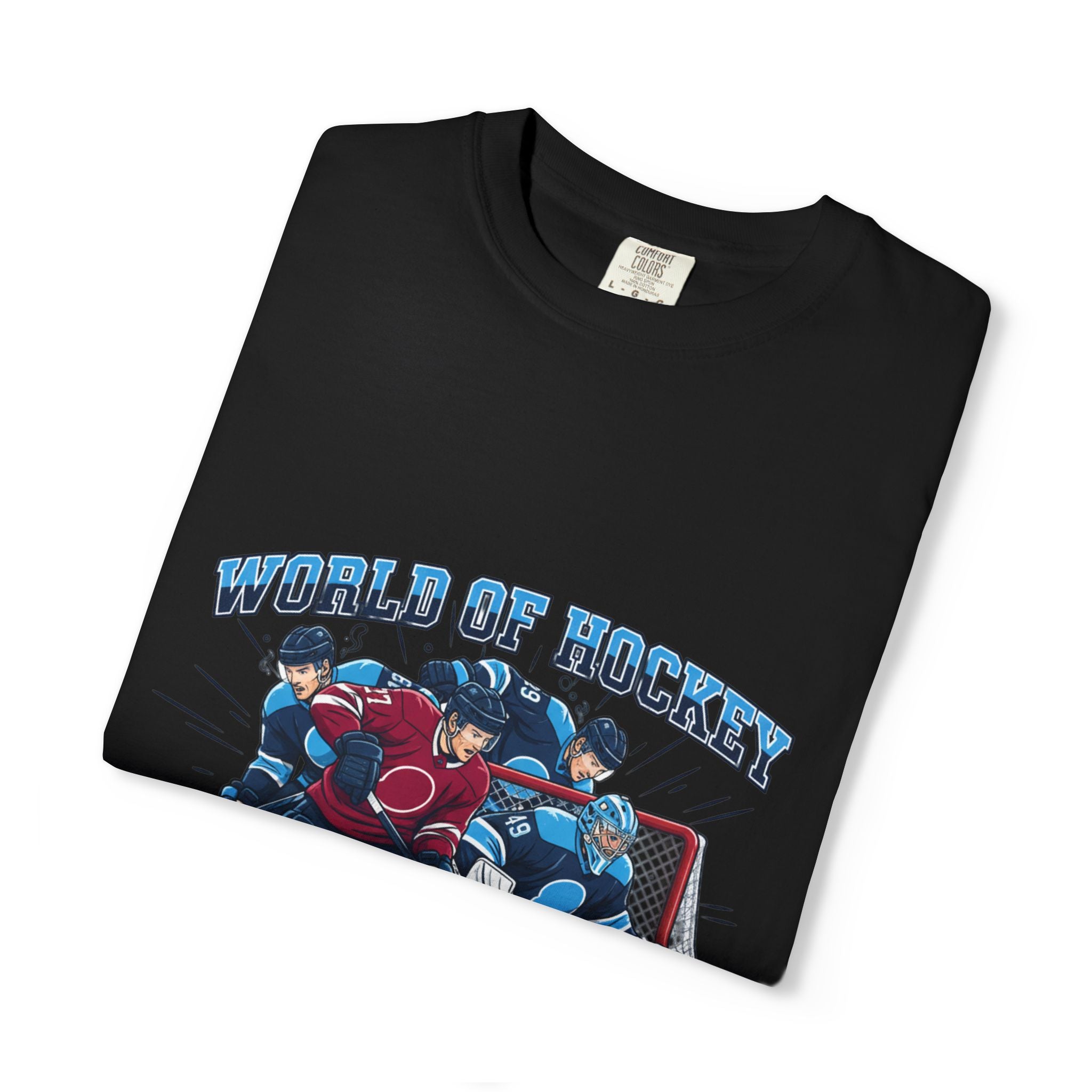 Hockey Action T-Shirt — "World of Hockey" Vintage Team Graphic Tee