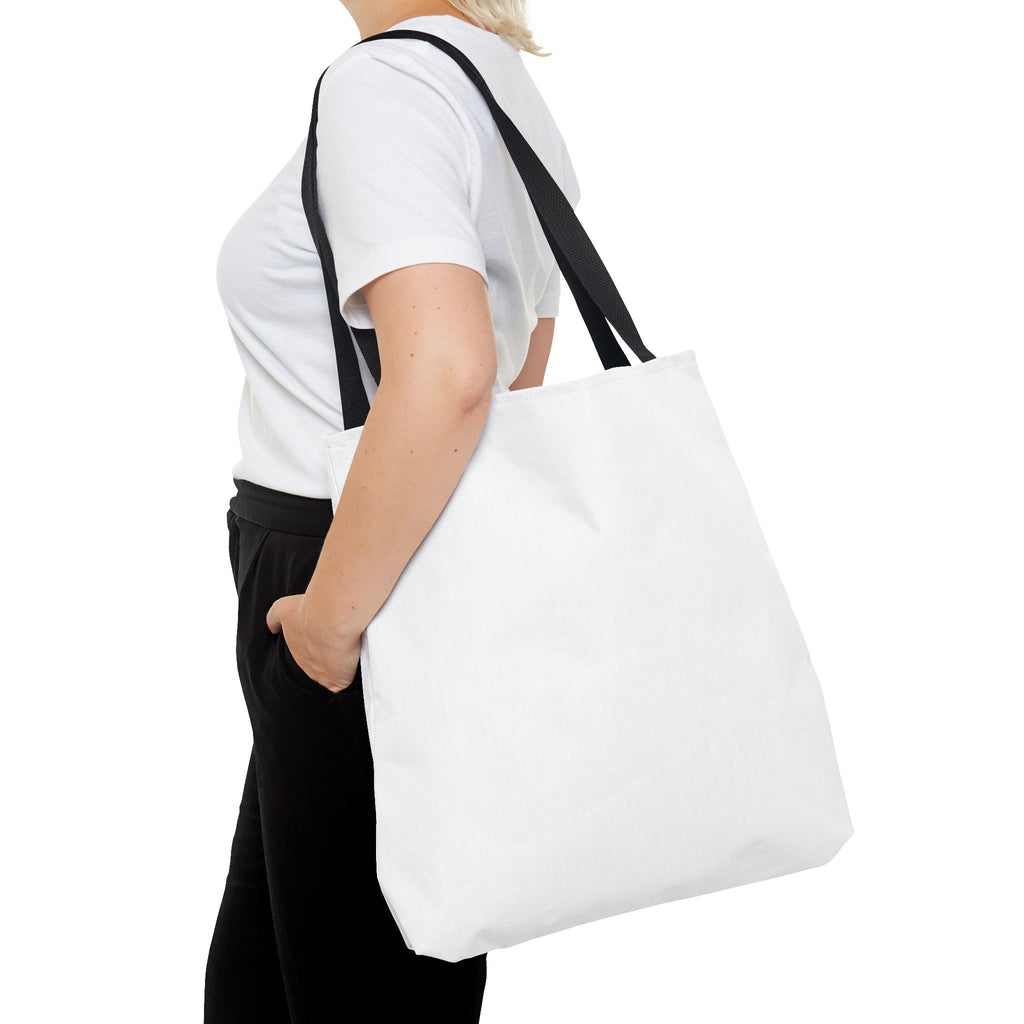 All-Over Print Tote Bag — Customizable White Canvas Tote with Long Black Straps