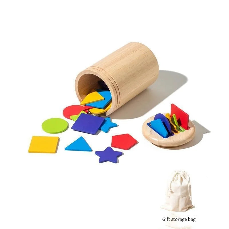 Montessori Wooden Toys Color Sorting Fine Motor Toys Shape Matching Sensory Toys Early Educational Puzzle Toys for Toddlers