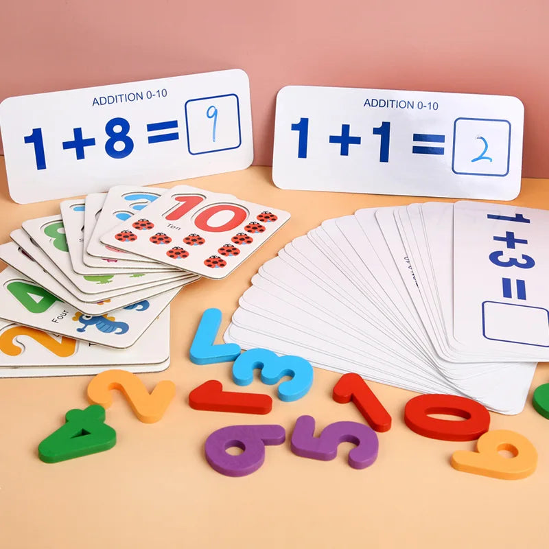 Montessori Math Toys For Children Kids Early Educational Toys Counting Wooden Sticker Kids Number Cognition Birthday Gift