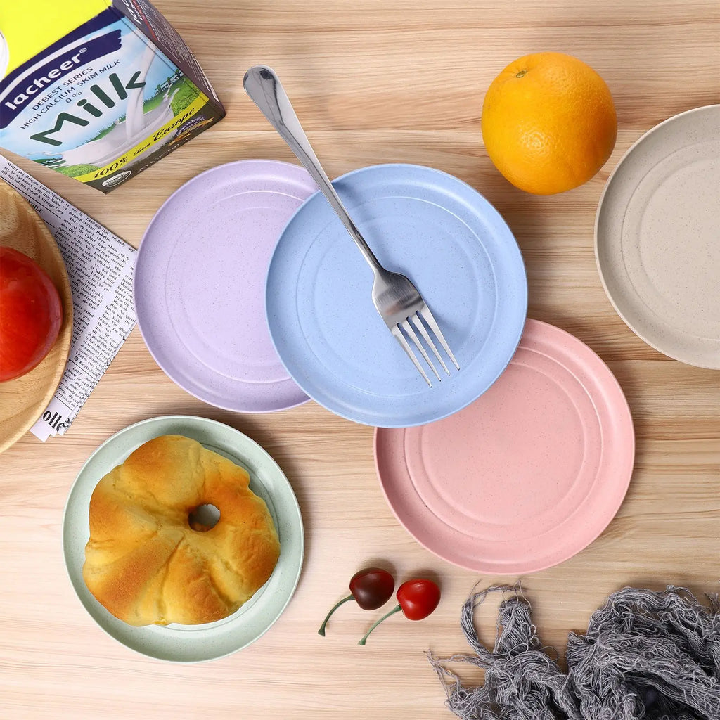 5pcs Plates Reusable Baby Feeding Dishes Salad Snack Fruit Plate Picnic Dishes Unbreakable Kitchen Dinnerware