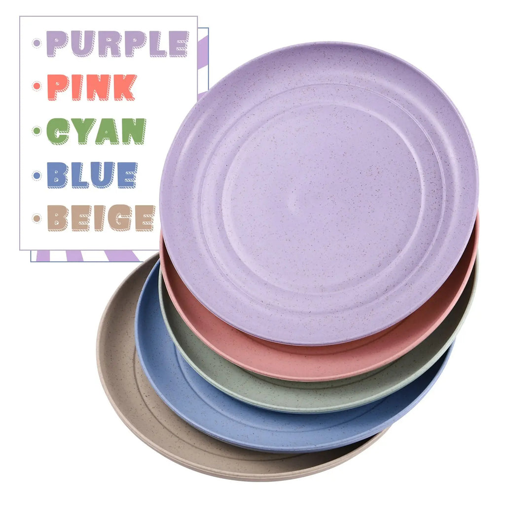 5pcs Plates Reusable Baby Feeding Dishes Salad Snack Fruit Plate Picnic Dishes Unbreakable Kitchen Dinnerware