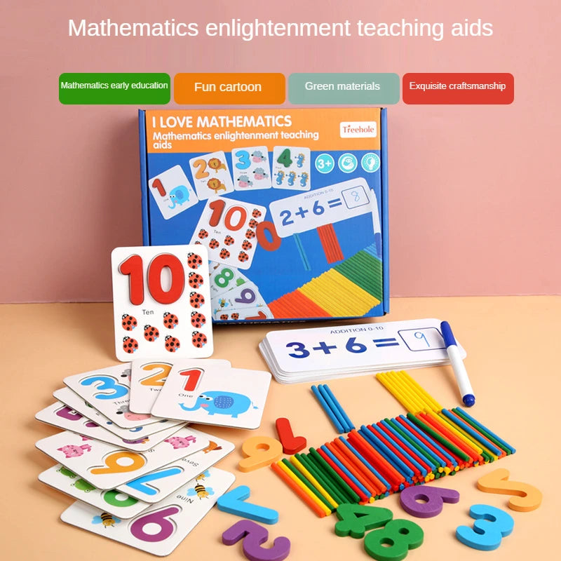 Montessori Math Toys For Children Kids Early Educational Toys Counting Wooden Sticker Kids Number Cognition Birthday Gift