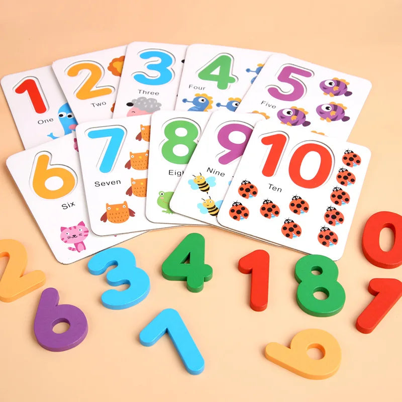 Montessori Math Toys For Children Kids Early Educational Toys Counting Wooden Sticker Kids Number Cognition Birthday Gift