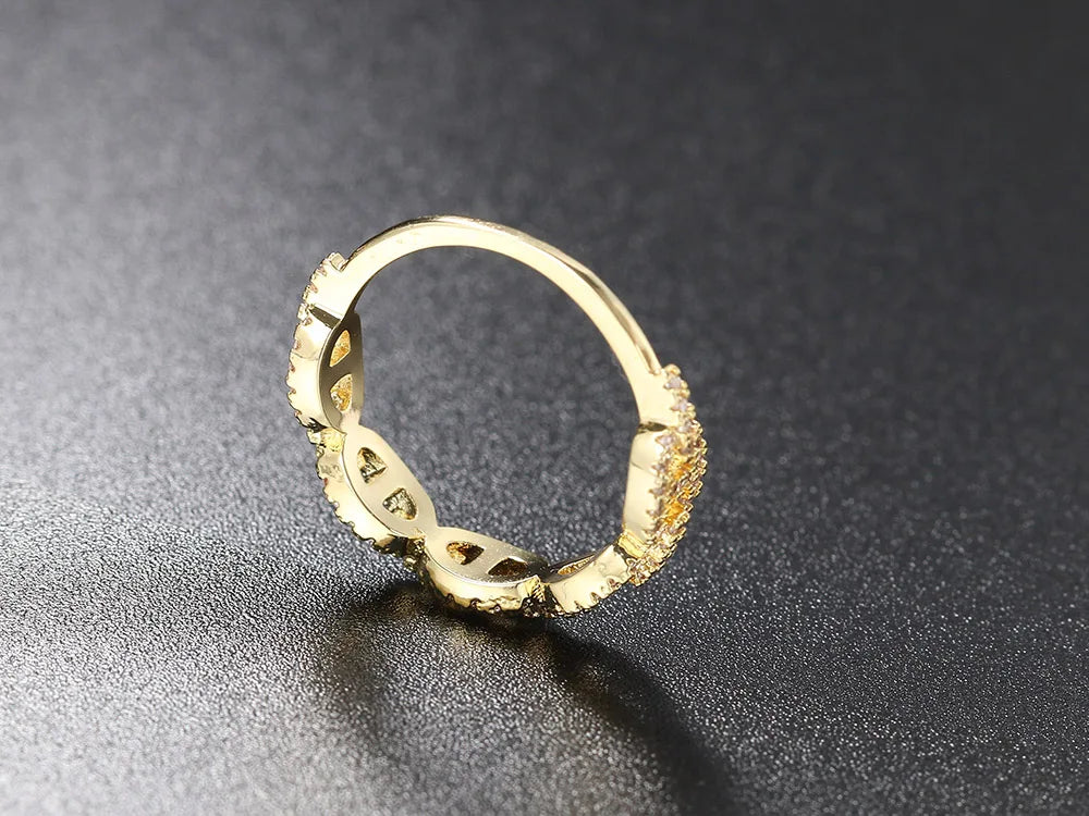 Hip Hop Link Ring for Womens Gold Color Micro-inlaid Zircon Stacking Rings Female Jewelry Fashion Punk Accessories Wholesale R720