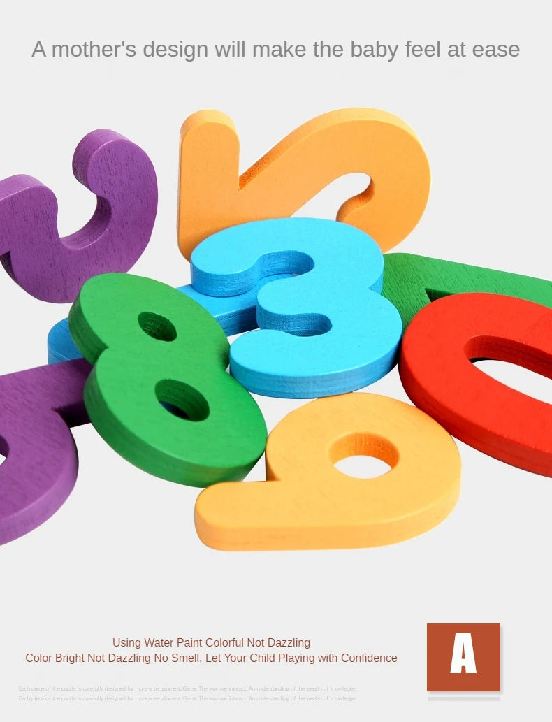 Montessori Math Toys For Children Kids Early Educational Toys Counting Wooden Sticker Kids Number Cognition Birthday Gift