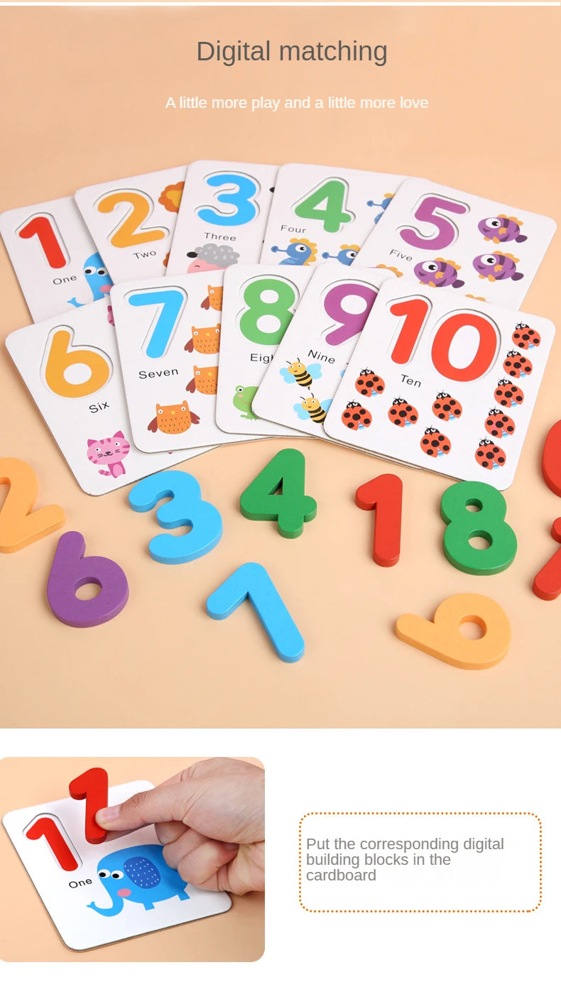 Montessori Math Toys For Children Kids Early Educational Toys Counting Wooden Sticker Kids Number Cognition Birthday Gift