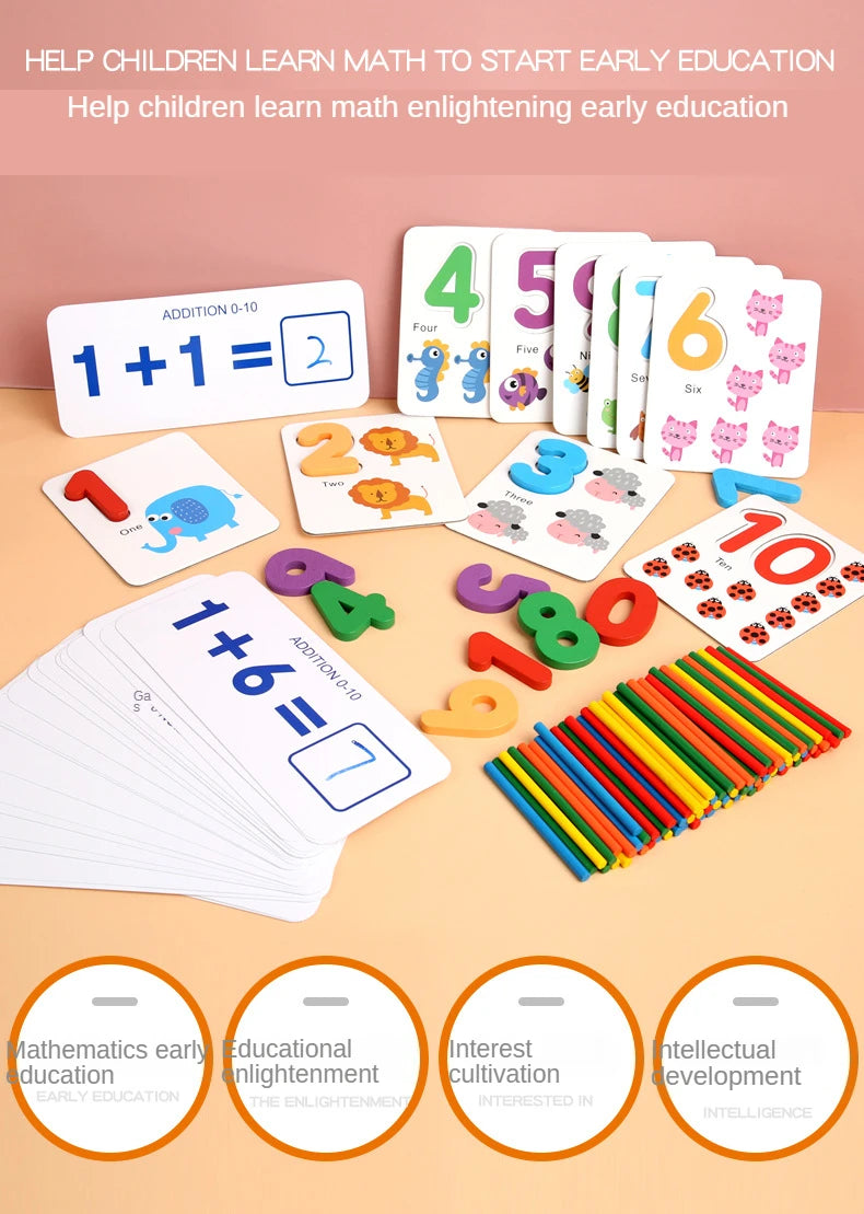 Montessori Math Toys For Children Kids Early Educational Toys Counting Wooden Sticker Kids Number Cognition Birthday Gift