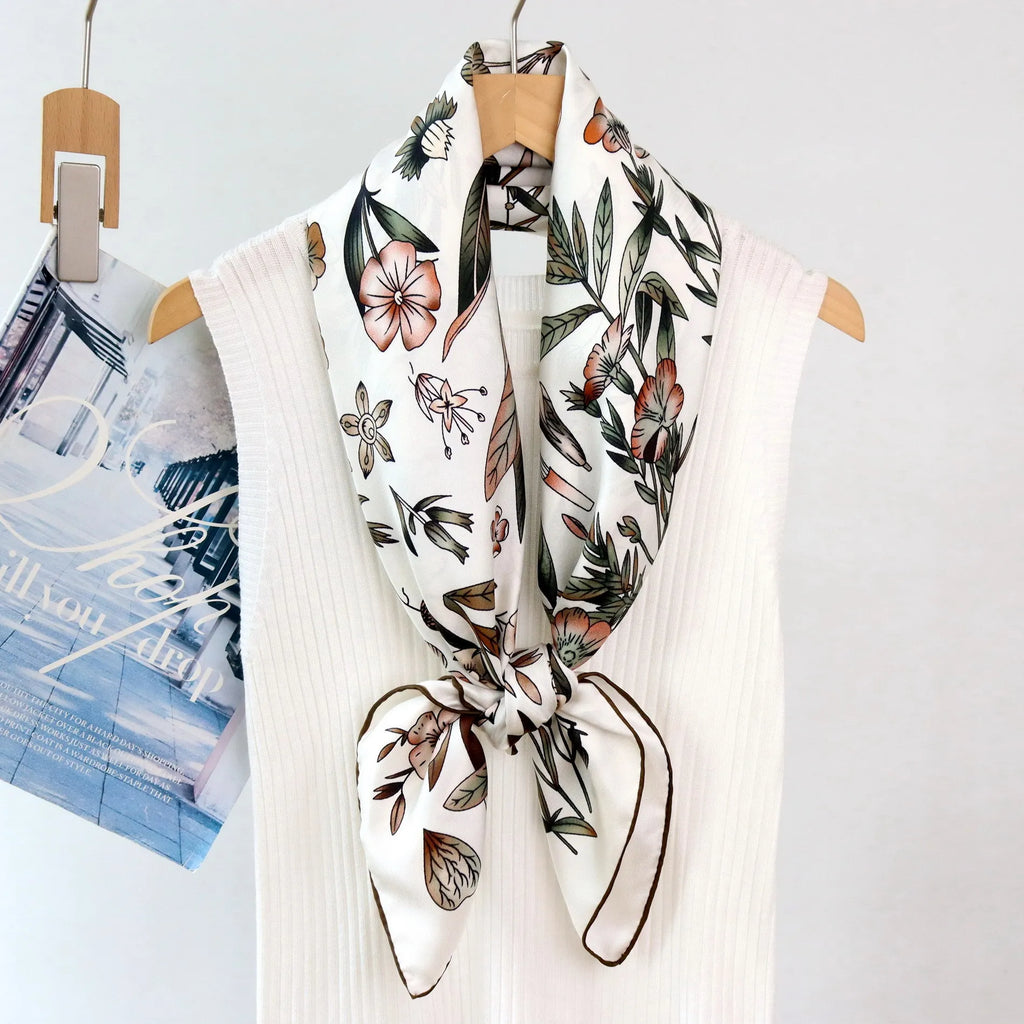 Twill Silk Scarf Luxury Mulberry Shawls Hand-Rolled Edges Bandanas Tops Accessories Head Hair Bag Decorations