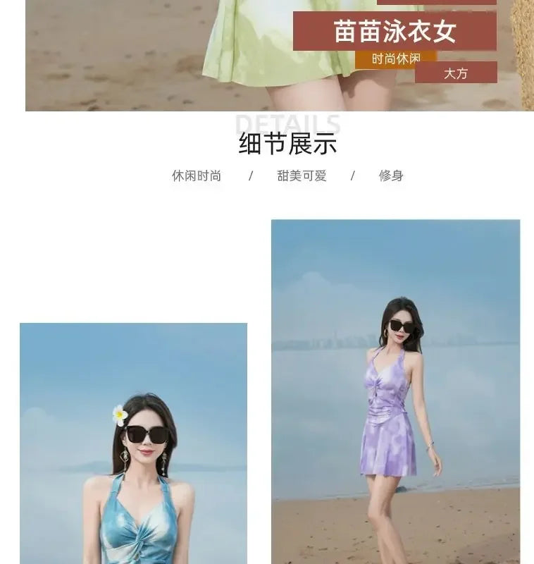 New Swimsuit Women One-piece Boxer-angle Conservative Slim Belly Covering Sexy Pure Desire Hot Spring Plus Size Swimsuit Women