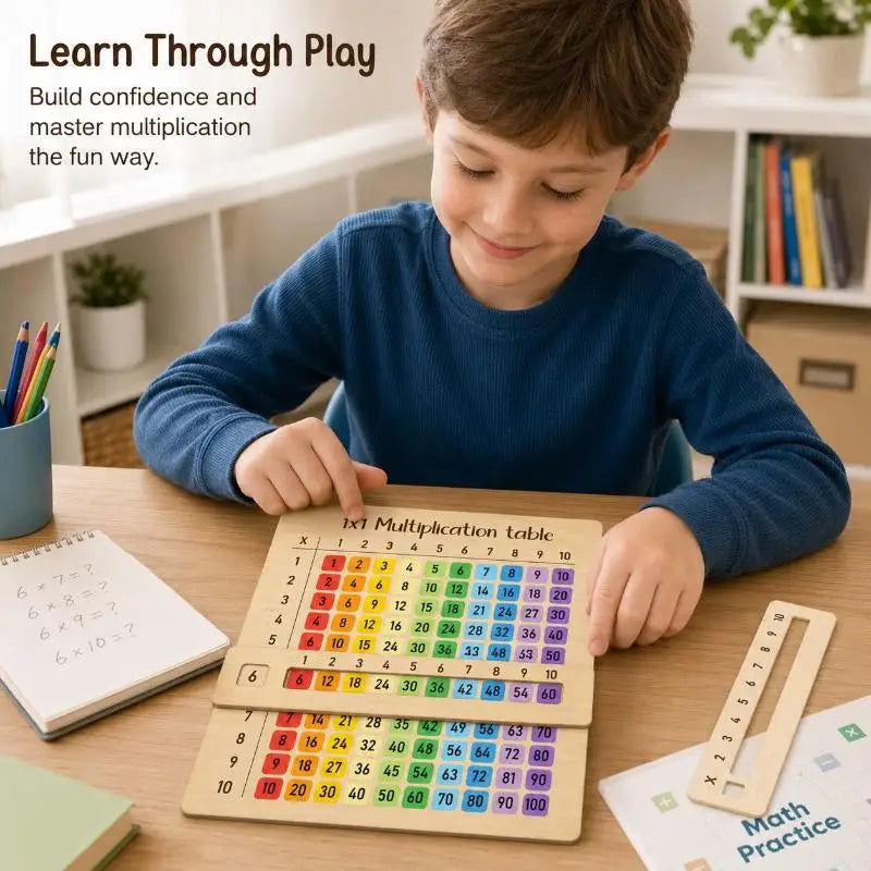 NEW Natural Wood Multiplication Chart Board Montessori Educational Toy for Children Arithmetic Practice Homeschool Teaching Aid