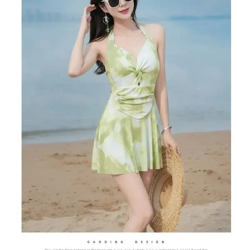 New Swimsuit Women One-piece Boxer-angle Conservative Slim Belly Covering Sexy Pure Desire Hot Spring Plus Size Swimsuit Women