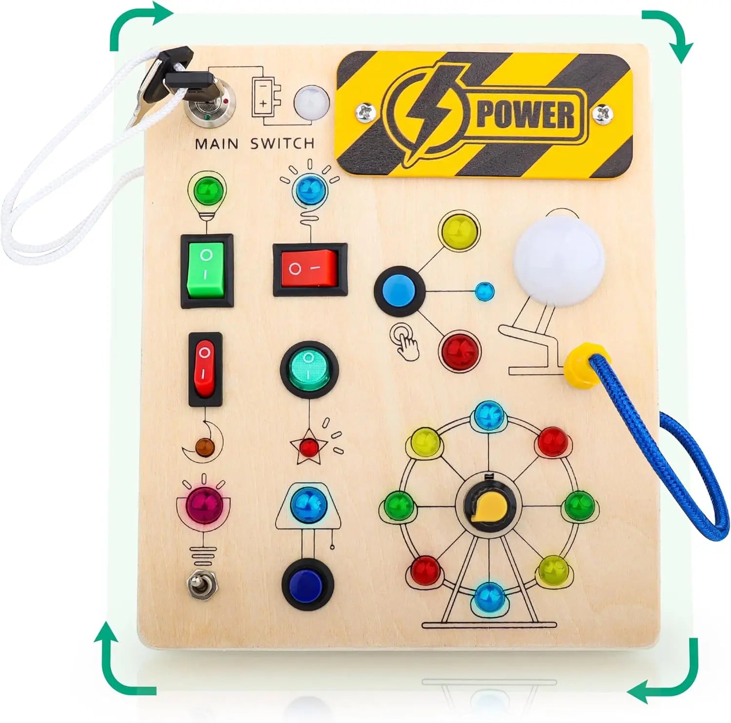 Montessori Busy Board With Switch Control Wooden Toddler Toys Sensory Travel Activities Toys For Kids Puzzle Early Learning Toys