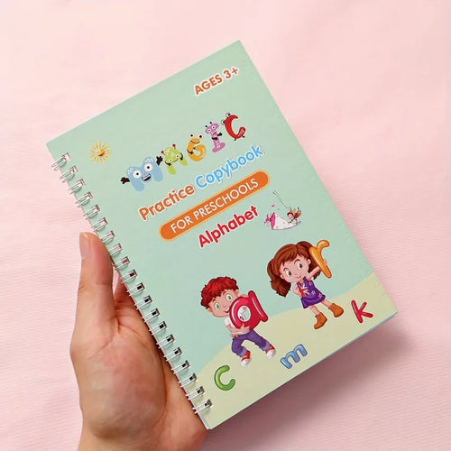 3D Groove Writing Pad Children's Magic Practice Copybooks Set with Pen Reusable Kids Workbooks for Handwriting  4-Pack