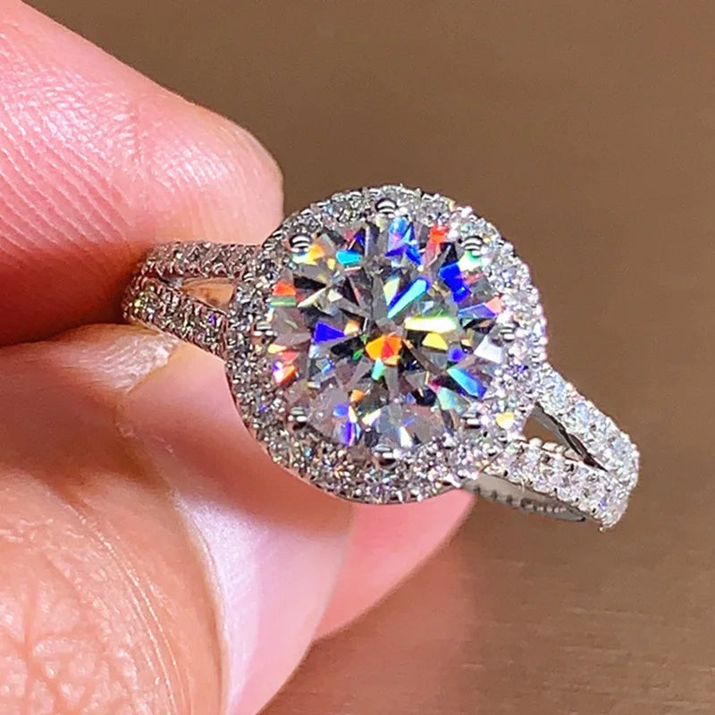 14K Gold 3ct Lab Diamond Ring 925 sterling silver Bijou Engagement Wedding band Rings for Women Bridal Birthday Party Jewelry