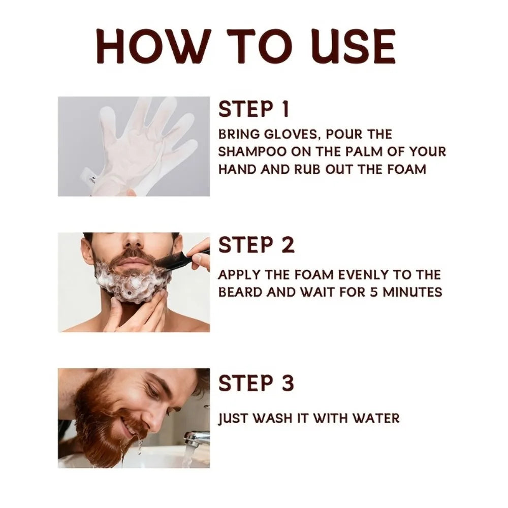 7-in-1 Men's Beard Dye Water, Mild Plant Pigment Men's Beard Natural Hair Color Dye, Portable Coloring,