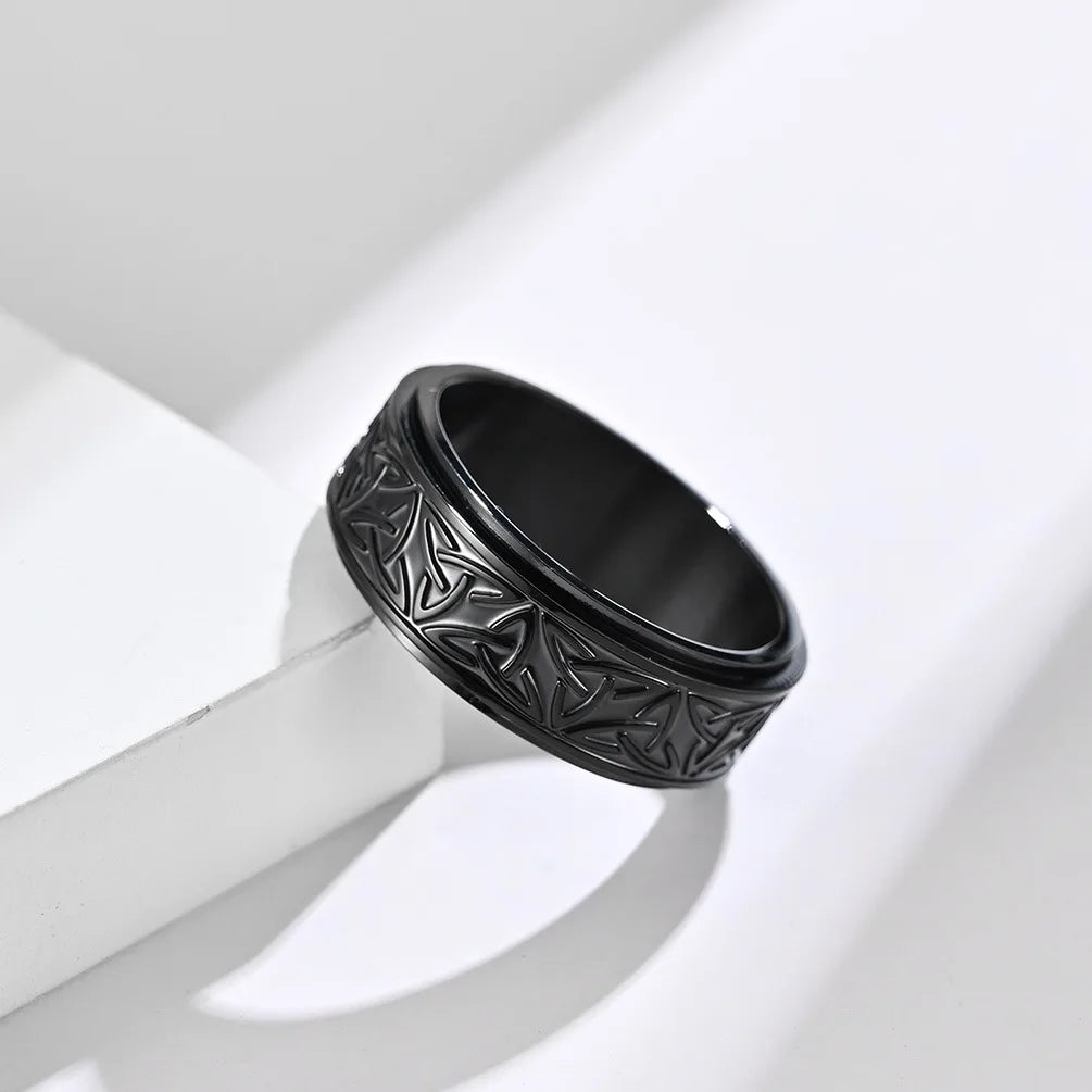 Vikings Celtic Knot Rune Rings For Men Rotating Stainless Steel Anti Stress Anxiety Relife Spinning Ring Anillo Antiestres