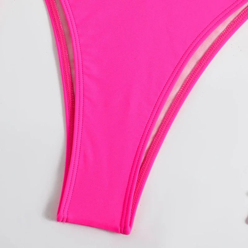 Sexy Women Thong Solid Color Bikini Set Women Side Halter Tie Swimsuit Split Strap Adjustable Brazilian Swimwear Beachwear