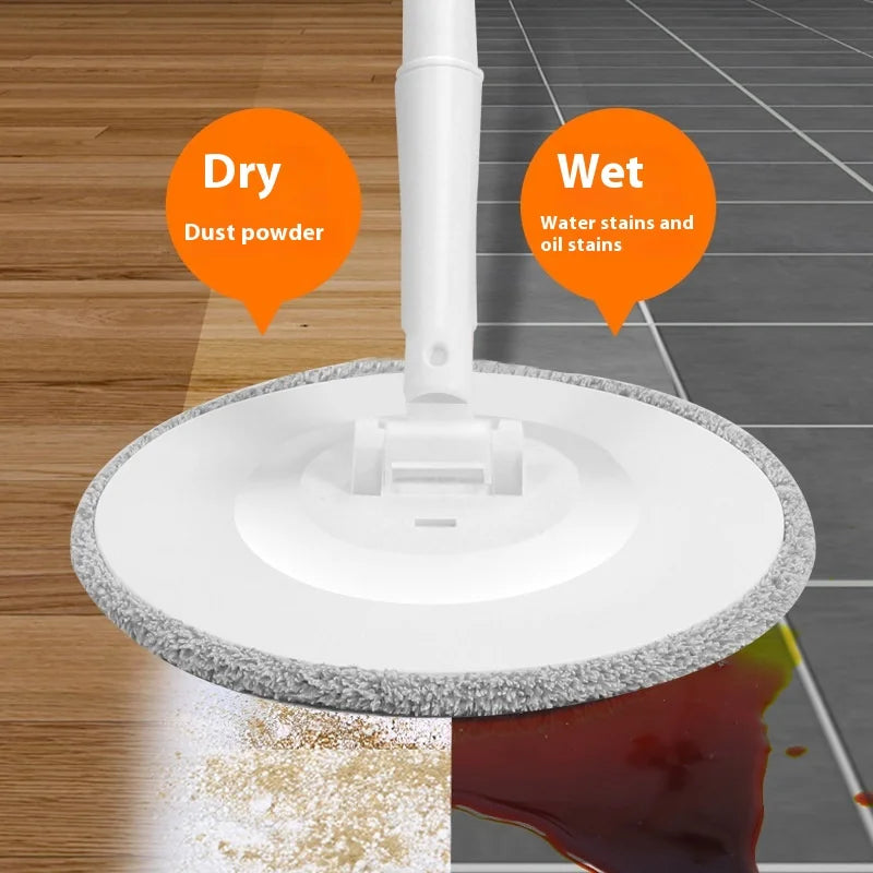 Mops Floor Cleaning Water Separation 360 Spin Mop with Round Bucket Microfiber No Hand-Washing Automatic Dewatering Squeeze