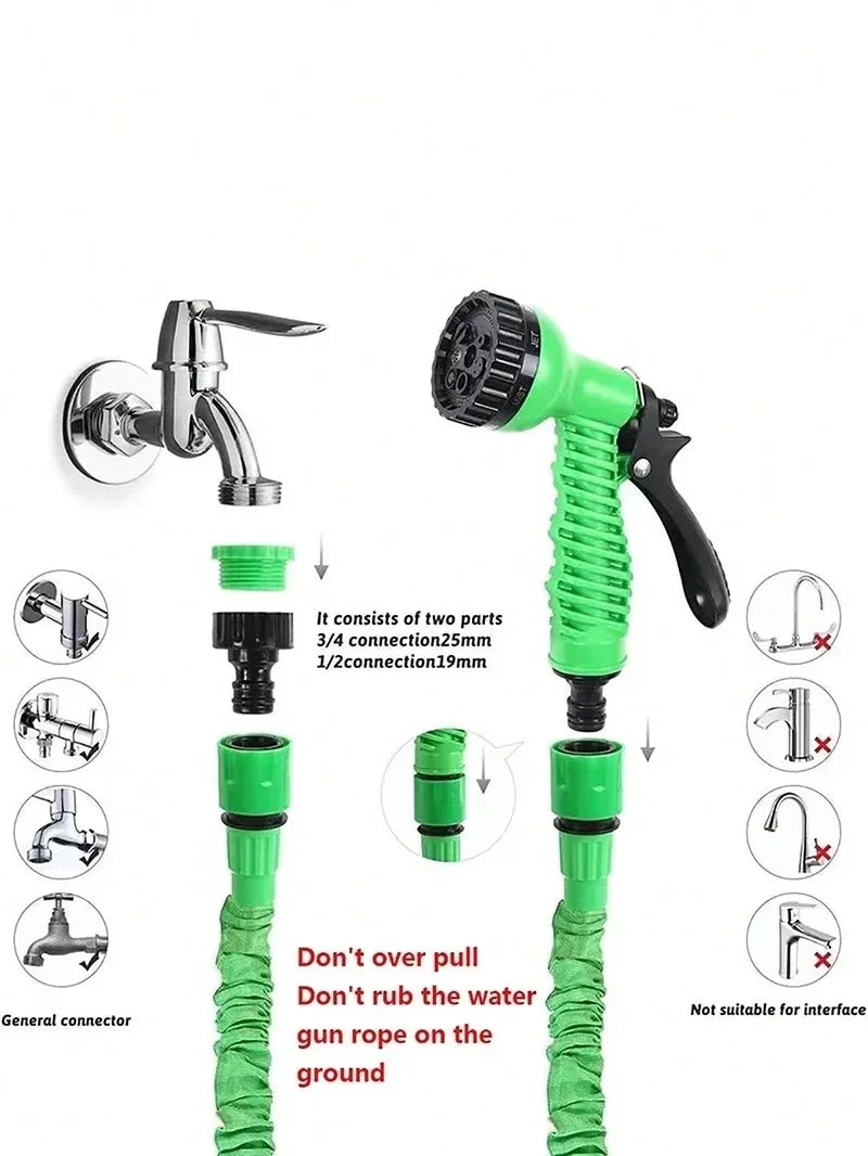 25FT-200FT Garden Hose Expandable Magic Water Pipe Home Garden Daily Watering Tools High-Pressure Car Wash Cleaning Water Gun