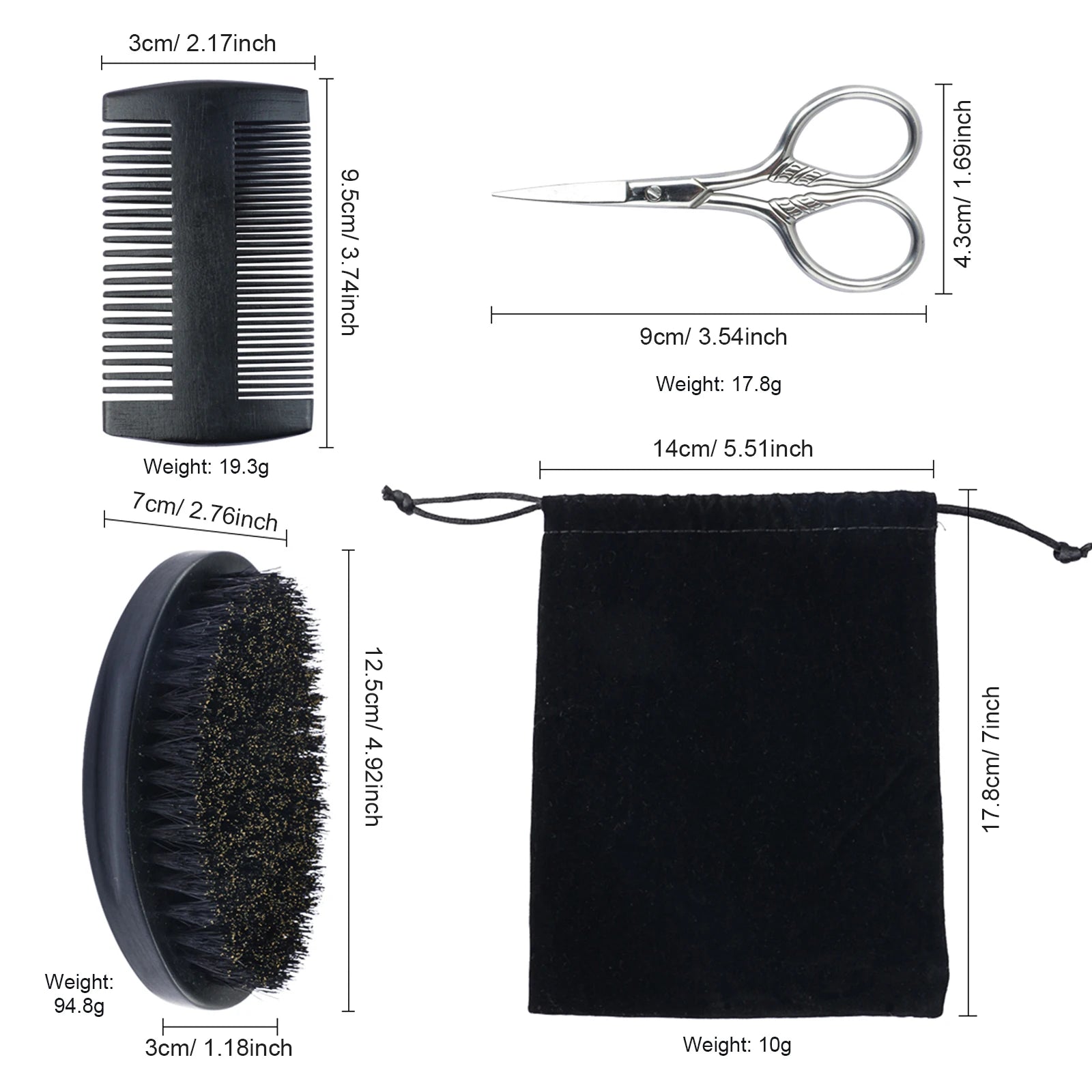 Boar Bristle Wood Beard Brush Kits With Gift Bag Professional Soft Hairdresser Shaving Brush Comb Set Men Mustache Combs