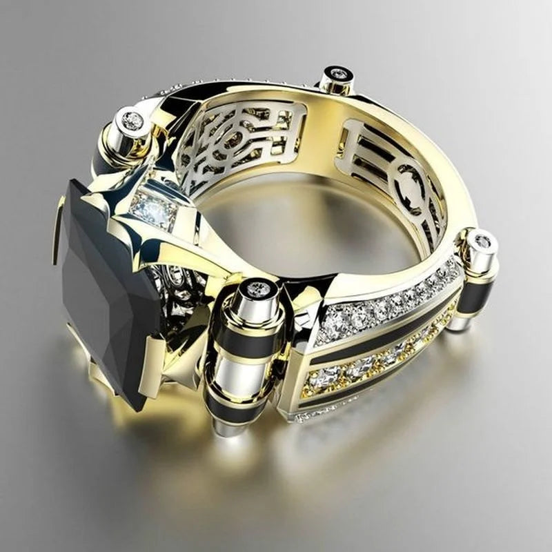 Vintage Jewelry Rings for Mens Gothic Stainless Steel Ring Gold Color Fidget Ring Mens Jewellery Indian Jewelry Anillo Hombre